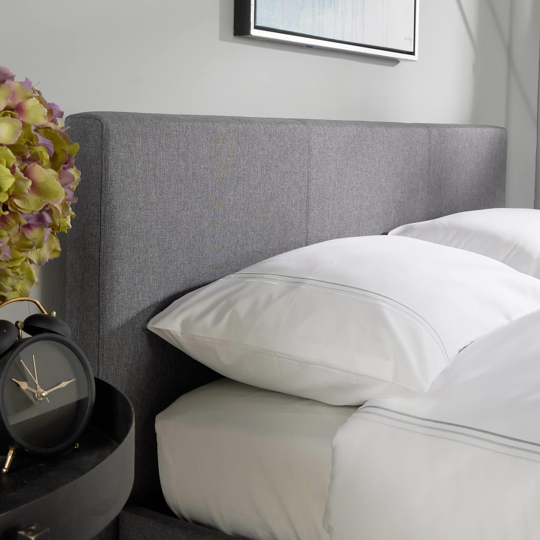 Home Source Small Double 4ft Side Gas Lift Fabric Ottoman Storage Bed, Grey 4