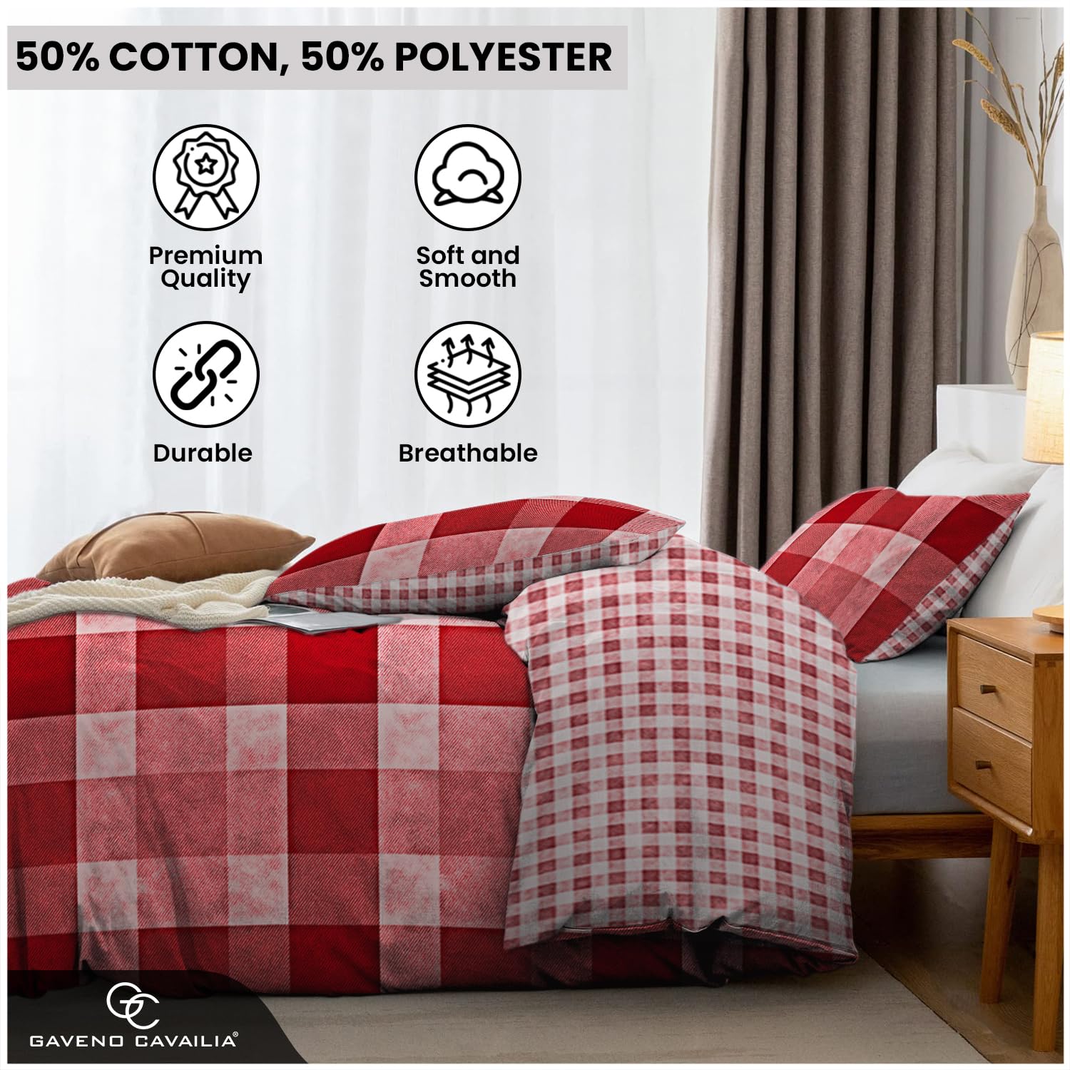 GC GAVENO CAVAILIA Luxury King Size Duvet Cover Set - Reversible Geometric | 50% Cotton, 50% Polyester | 3 Piece Set 3