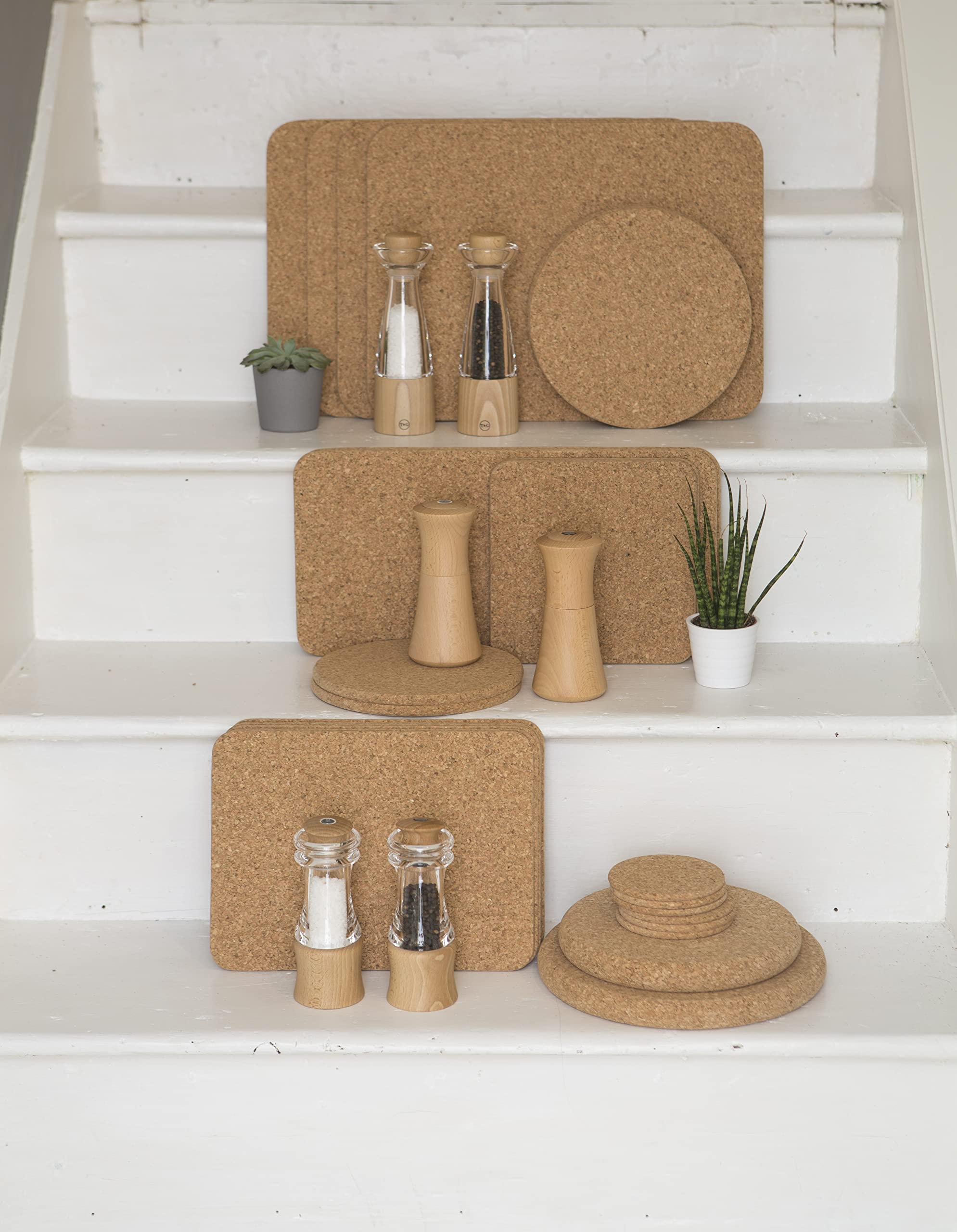 T&G FSC Certified Cork Square Pot Stands/Surface Protectors - Set of 2 | 20 x 20 x 0.9 cm