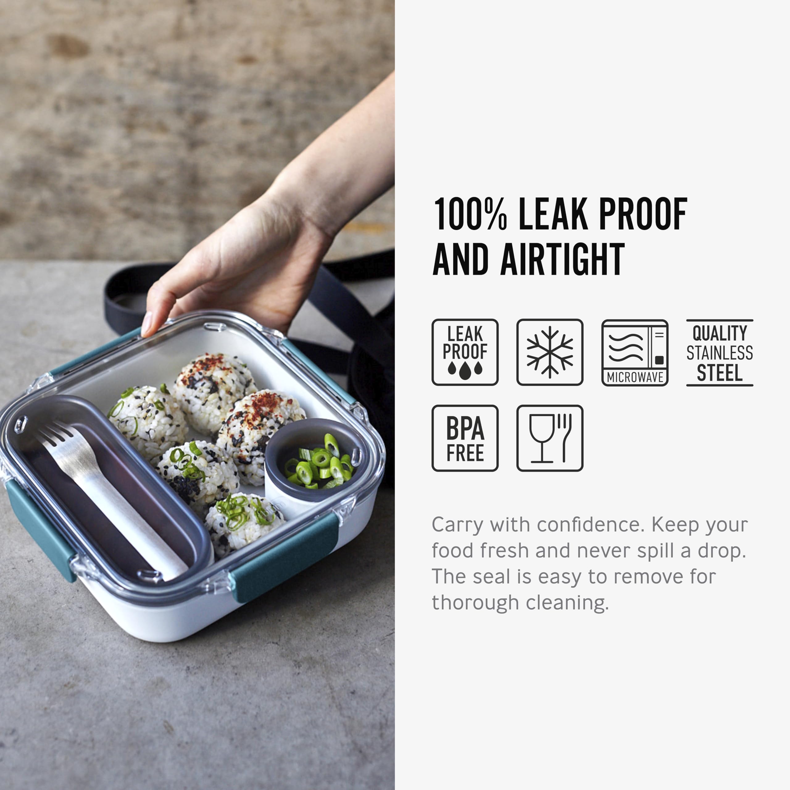BLACK + BLUM Leak-Proof Bento Lunch Box | 1000 ml | Ocean Color | Microwave Safe 3