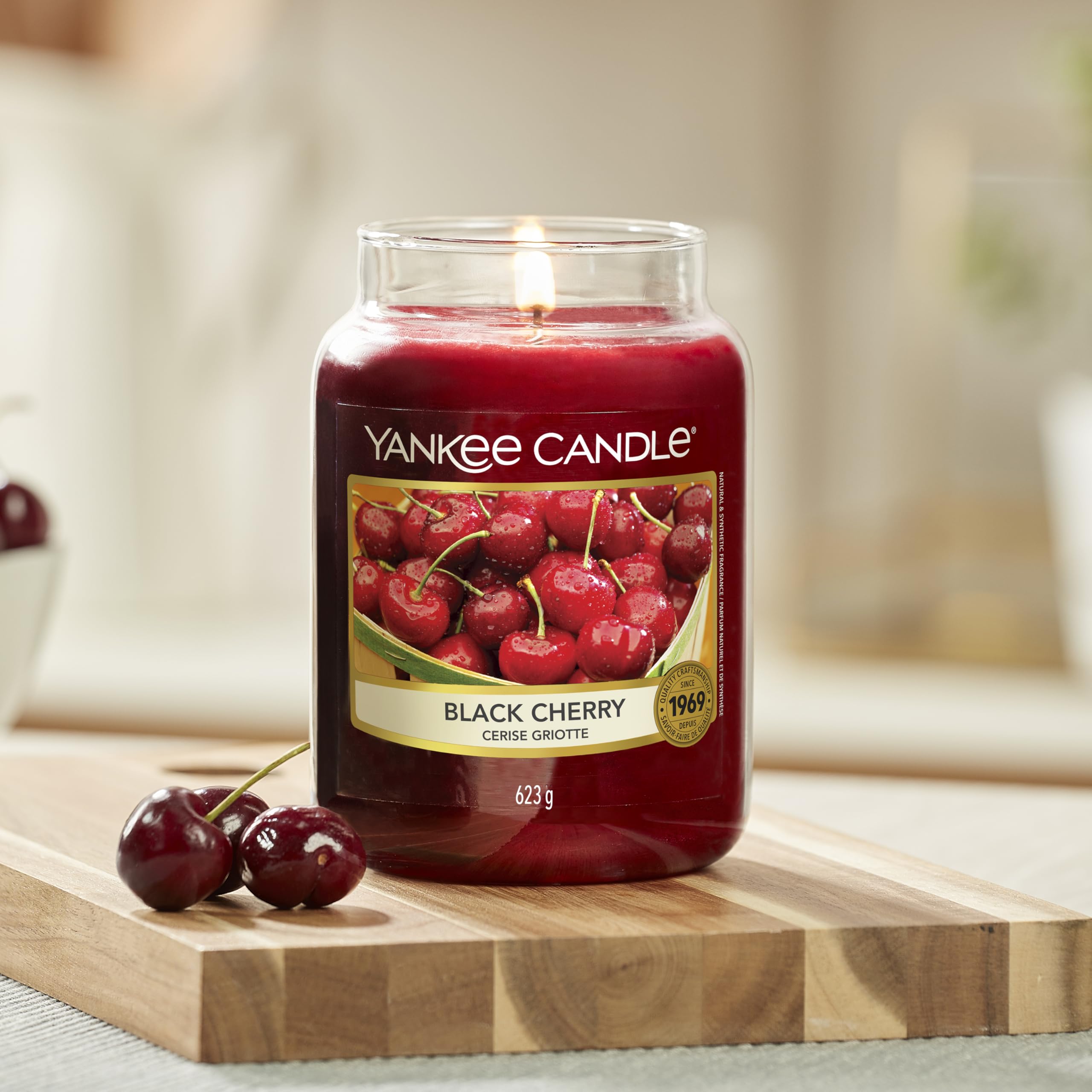 Yankee Candle Scented Candle - Black Cherry Large Jar | Up to 150 Hours Burn Time | 623g 9