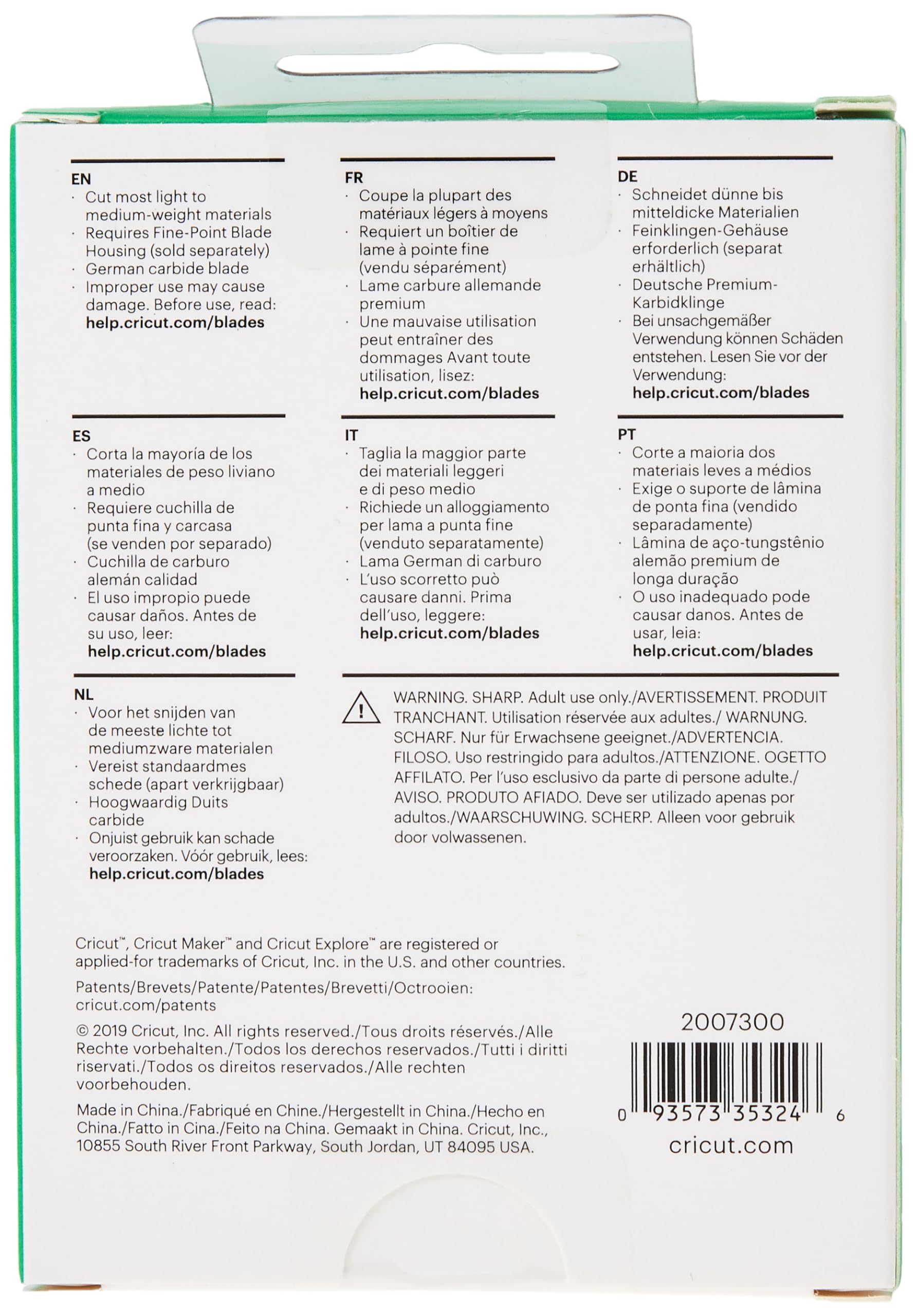 Cricut 2007300 Premium Fine-Point Blade - Resists Wear & Breakage | For Maker & Explore Machines