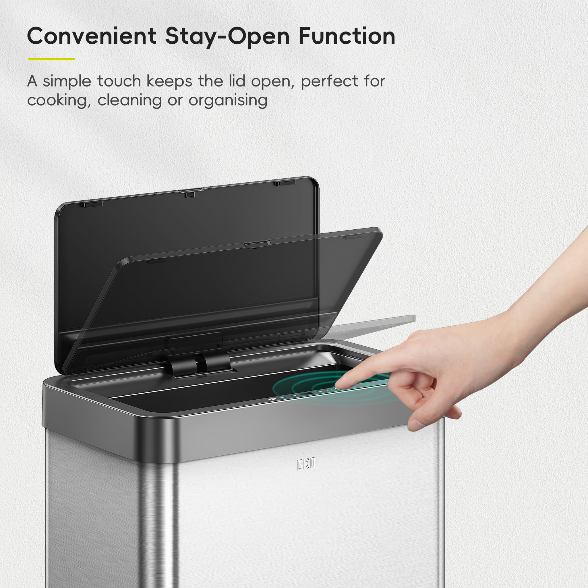 EKO Mirage X Automatic Sensor Kitchen Bin - 40L Dual Compartment Recycling | Stainless Steel 4