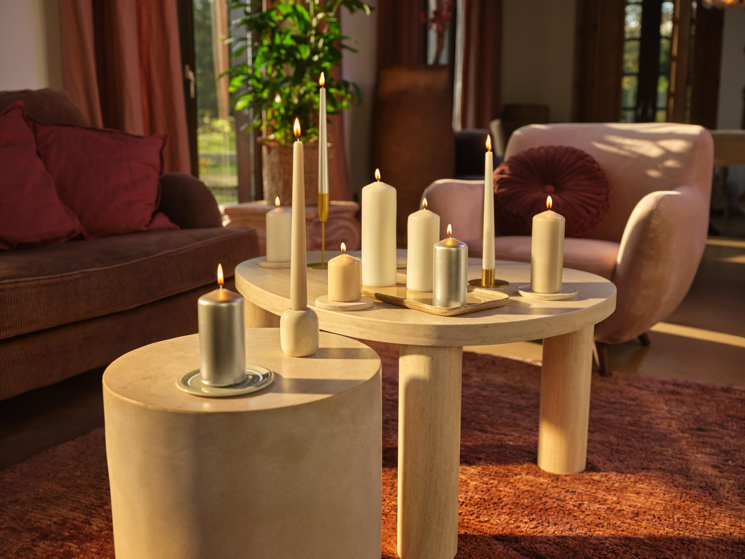 BOLSIUS Smooth Pillar Candles - Set of 4 Ivory Candles | 100x48 mm | 20 Hour Burn Time