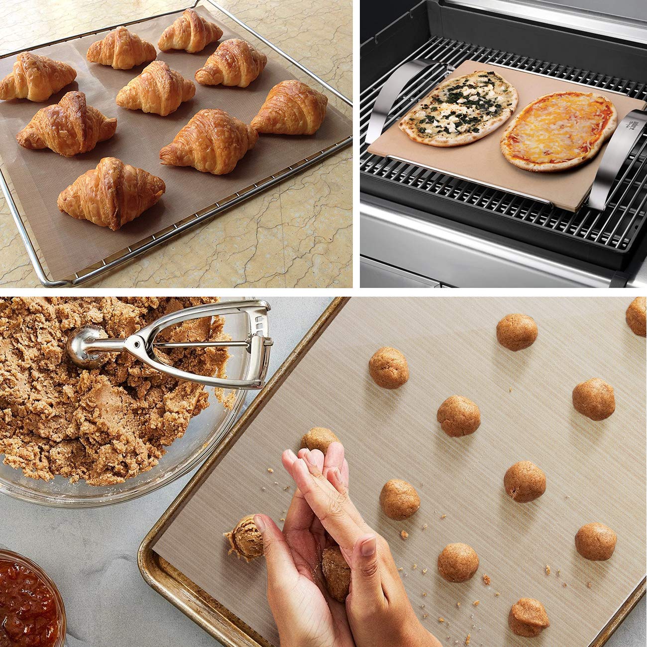 Homealexa Reusable Non-Stick Baking Mat Sheet - PTFE/Teflon, Heat Resistant up to 500°F, 42x36 cm 3