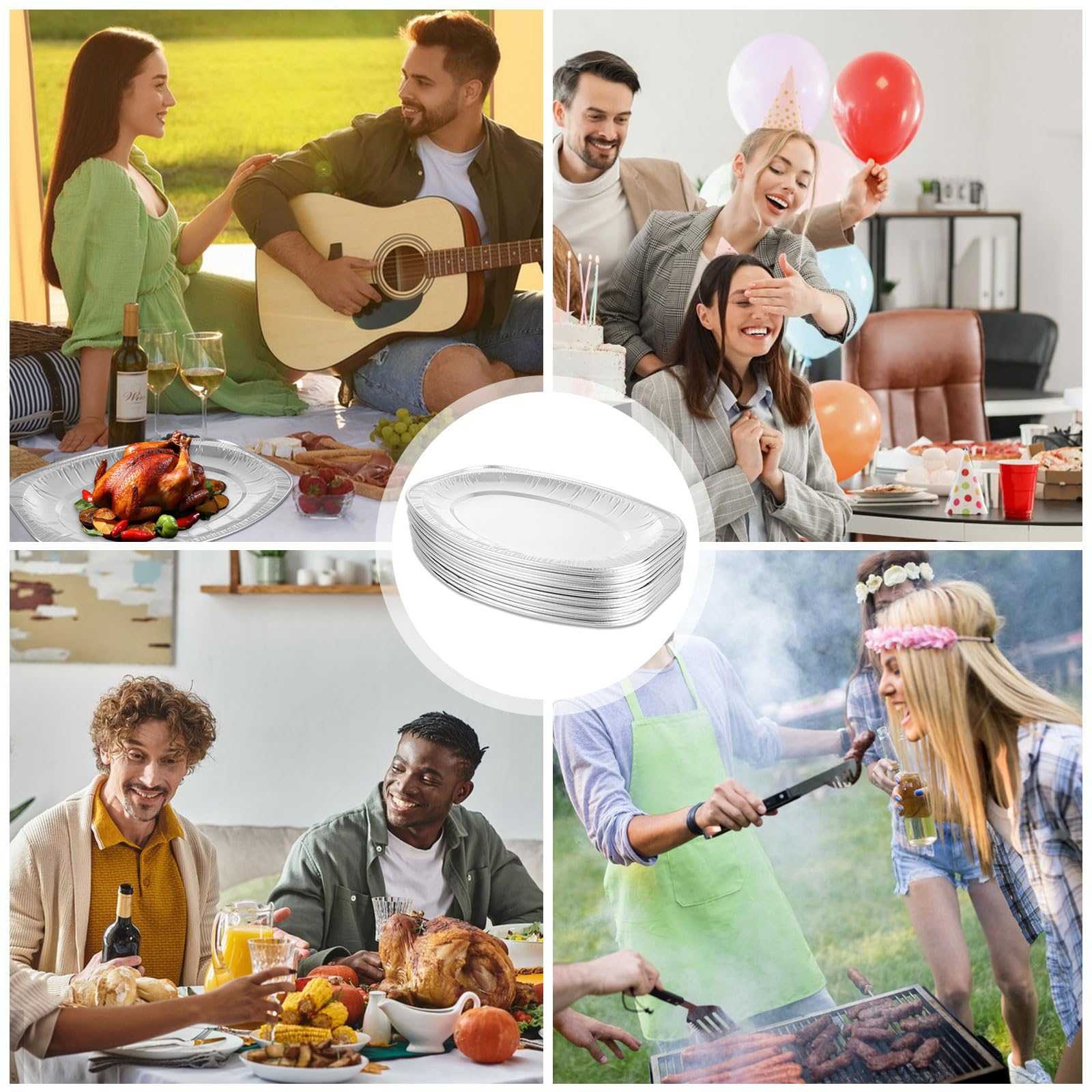 ASelected 20Pcs Aluminium Foil Cake Pans - Large, Heat Resistant for Catering & Baking | 35.2x24.7x2.4CM 7