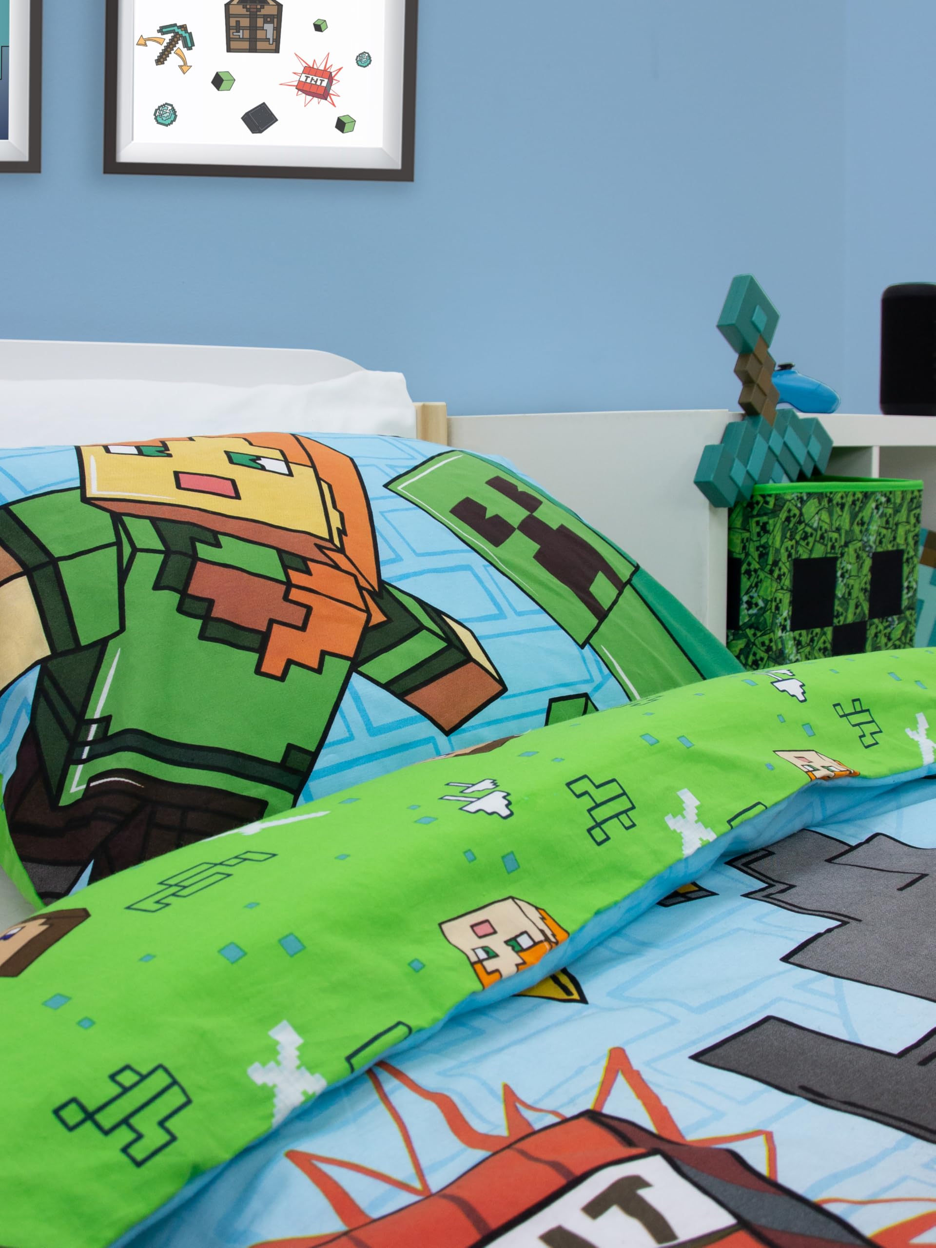 Character World Minecraft Reversible Single Duvet Cover Set | Polycotton Mix | UK Size 7