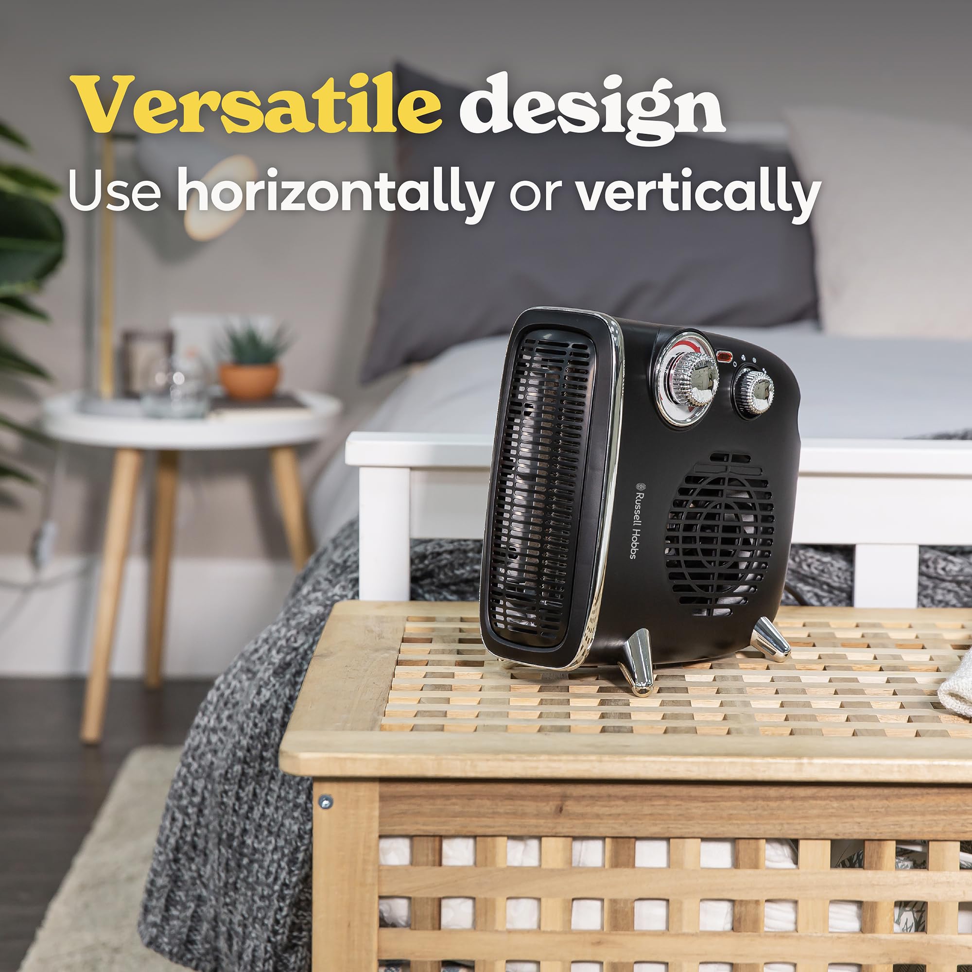 Russell Hobbs Retro Fan Heater 1.8kW | Vertical/Horizontal Use | Black | RHRETHFH1001B 4