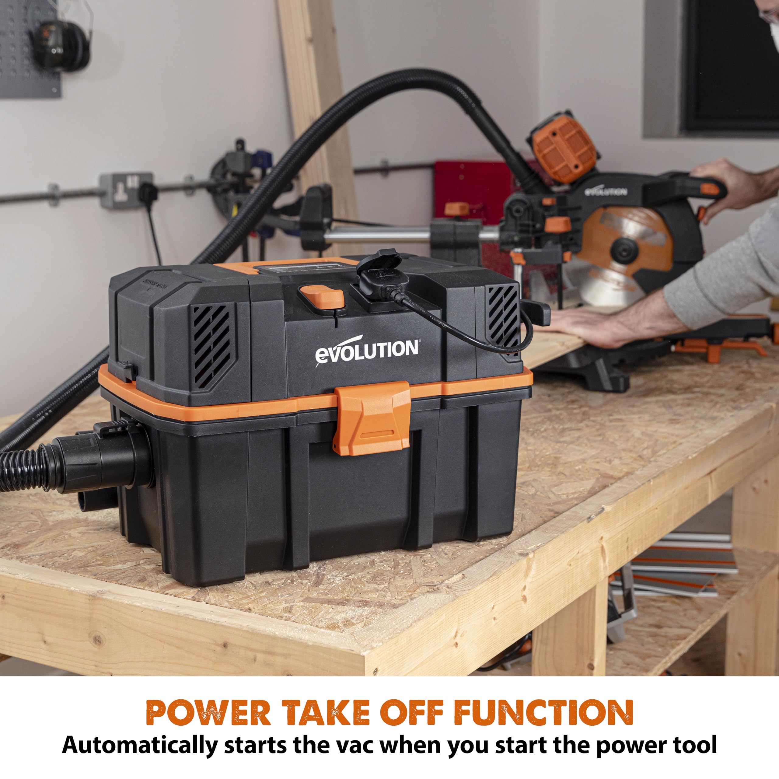 Evolution Power Tools R15VAC Wet-Dry Vacuum Cleaner | 1000W | 42.5L/S Suction | Orange 5
