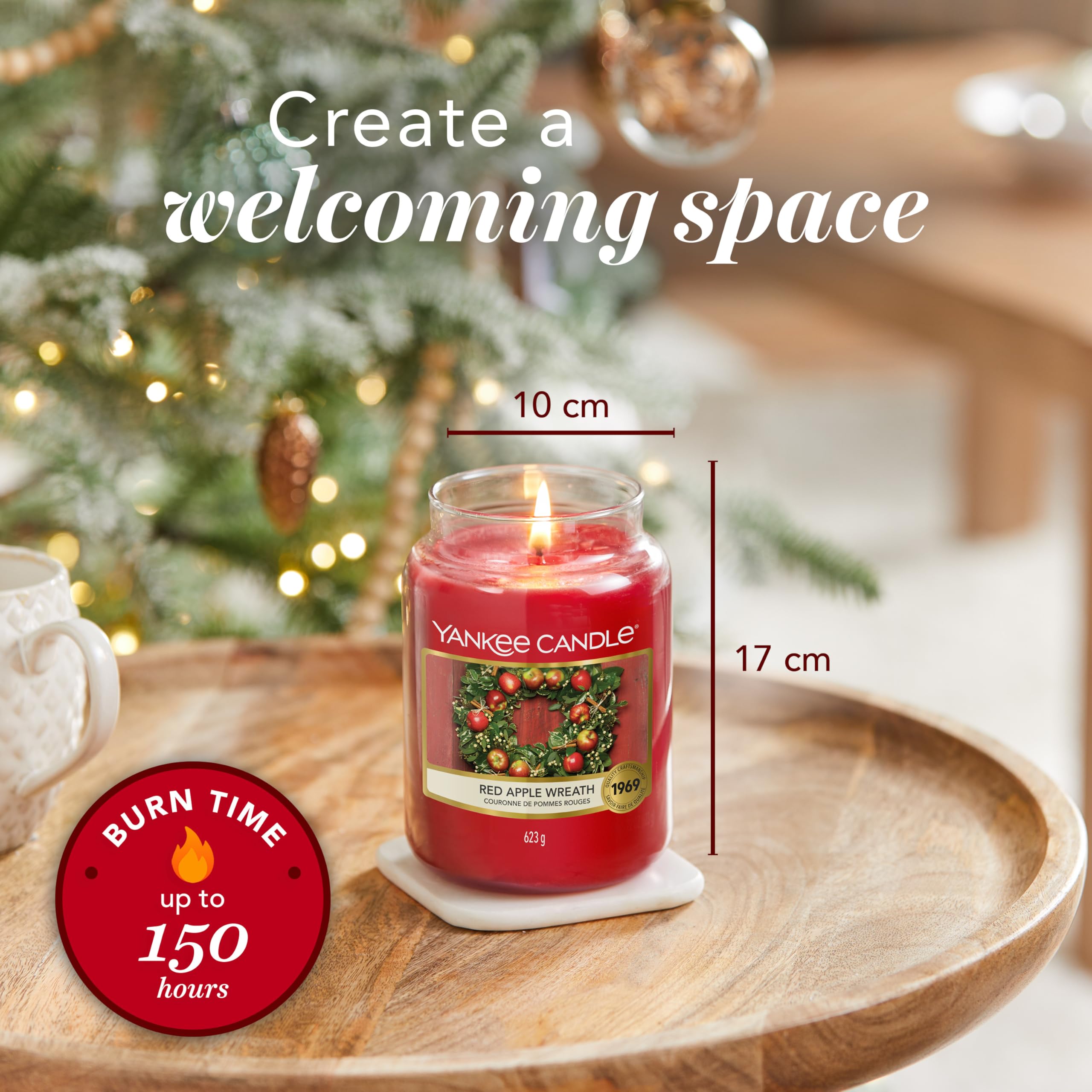 Yankee Candle Red Apple Wreath Scented Candle | Large Jar | Up to 150 Hours Burn Time 6
