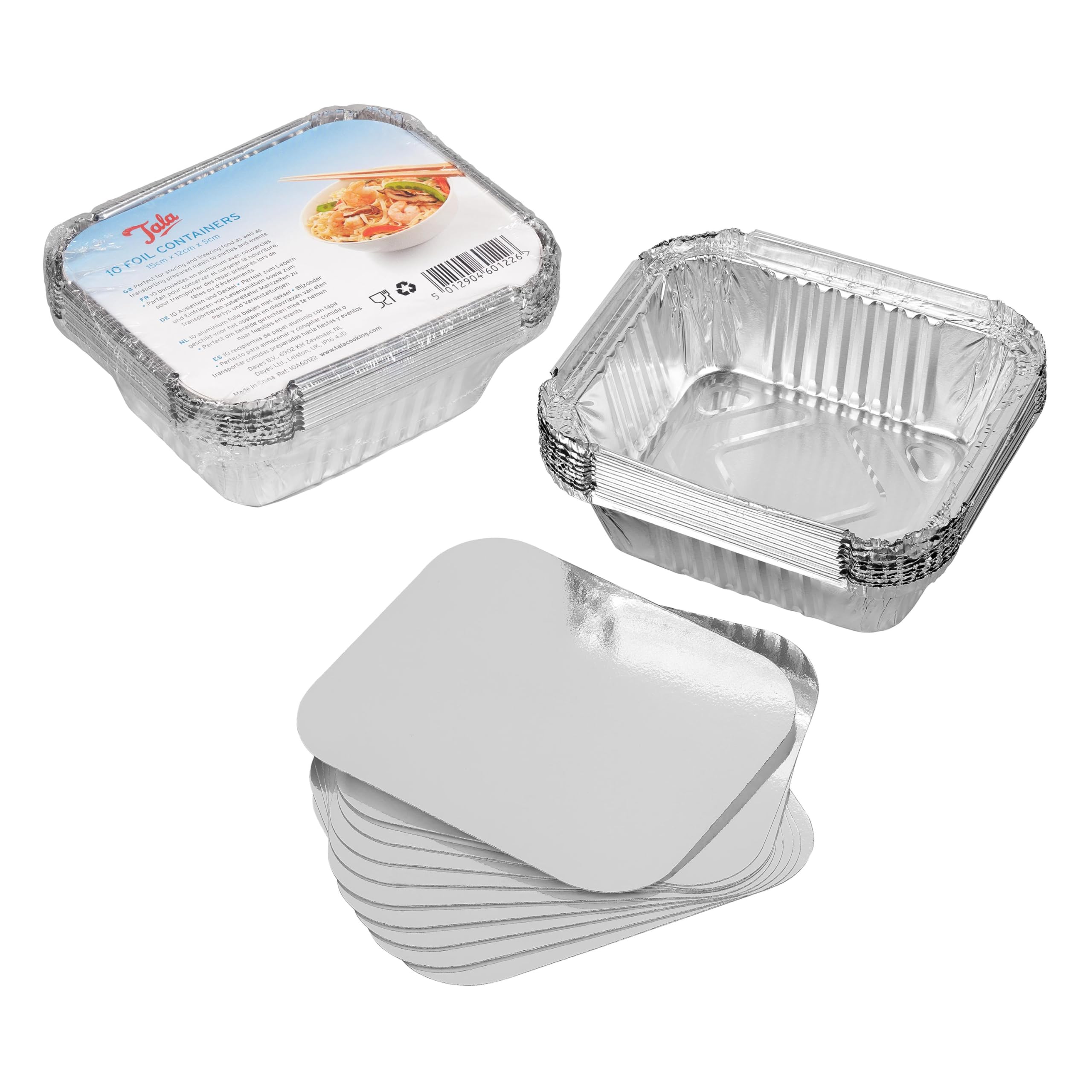 Tala Foil Container with Lids, Silver, 15cm x 12cm x 5cm | Ideal for Take-Out | Portable 4