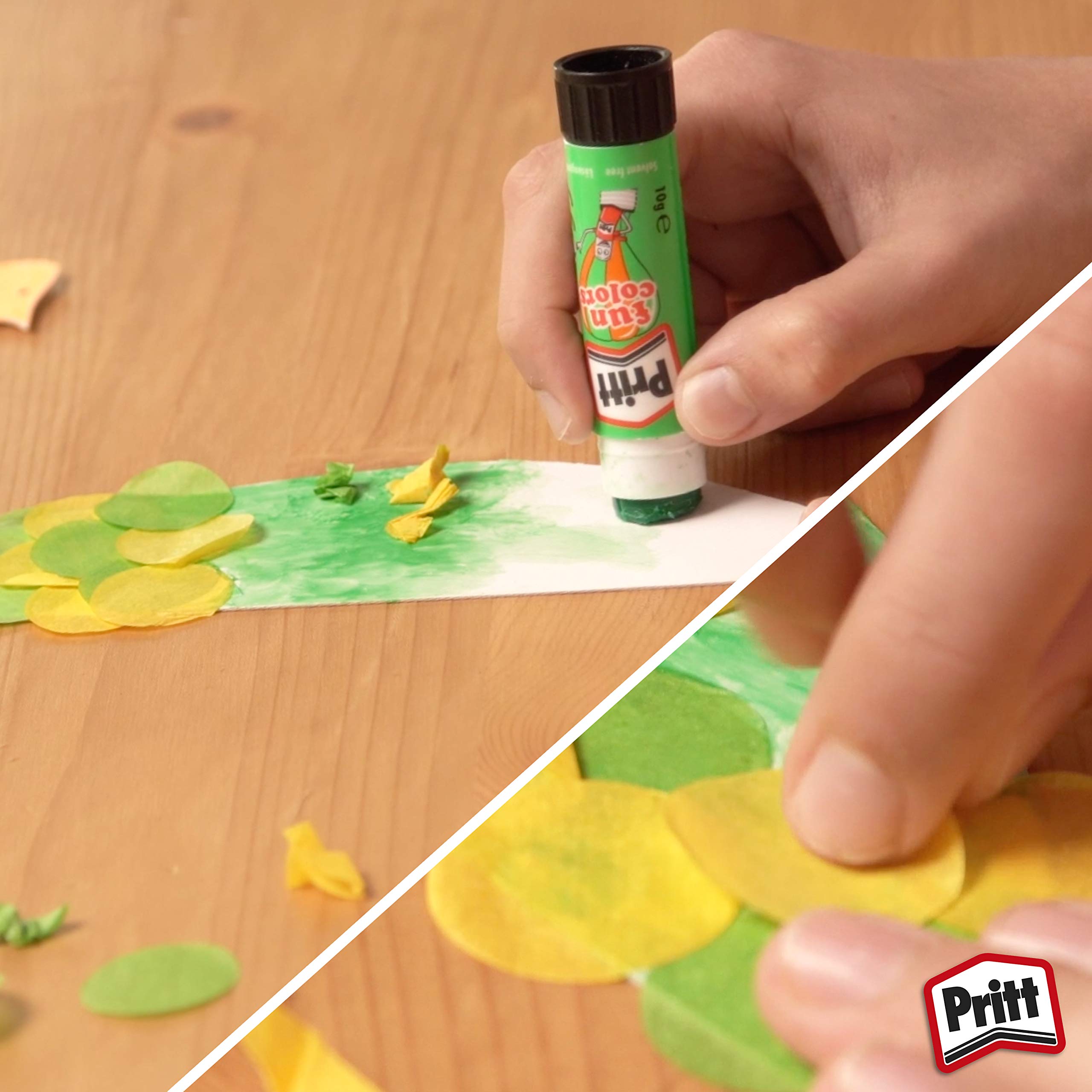 Pritt Coloured Glue Sticks - Pack of 4 (10g Each) | 97% Natural Ingredients | Washable 5