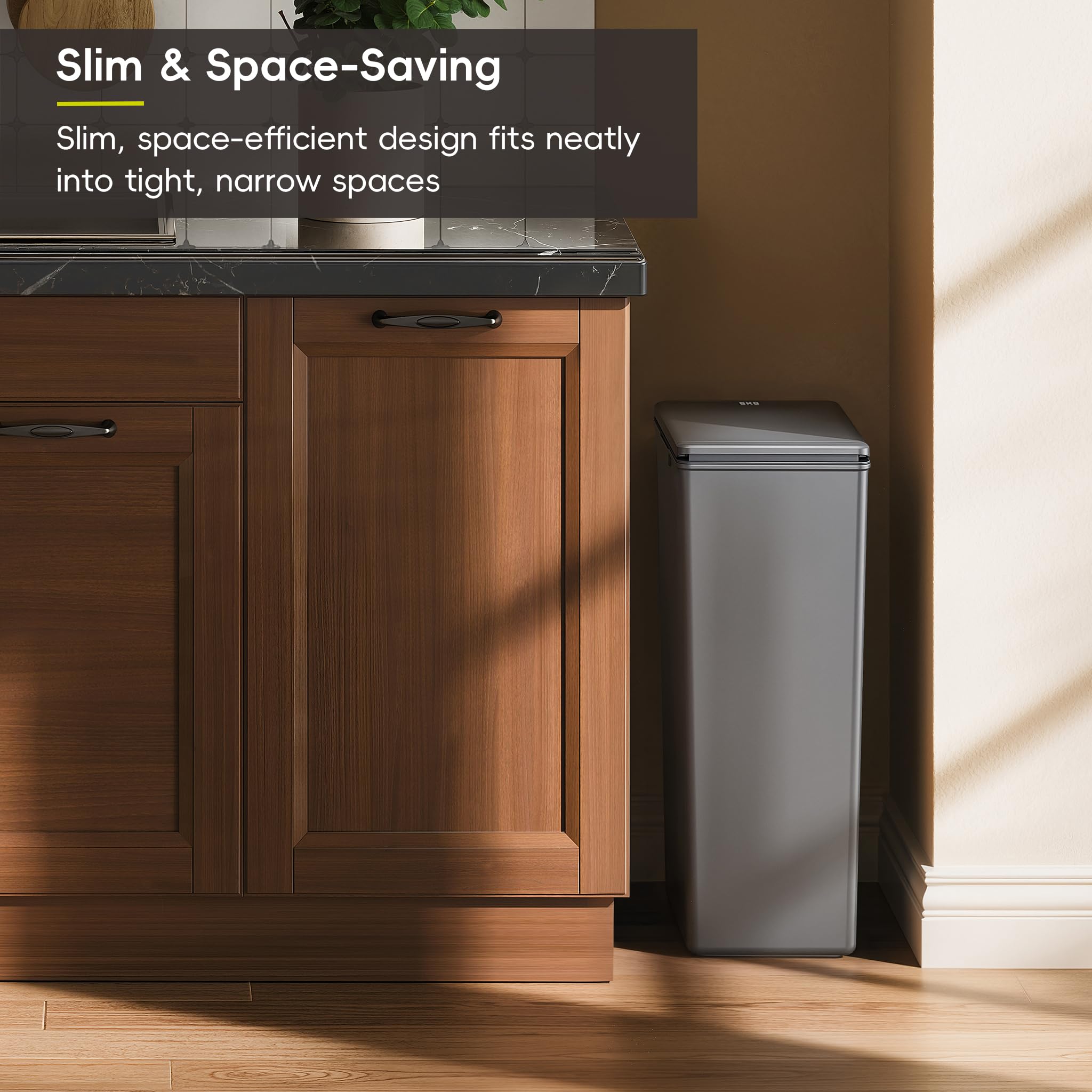 EKO Morandi 40L Kitchen Recycling Bin with Touch-Top Lid | Slim Plastic | Dark Grey 5