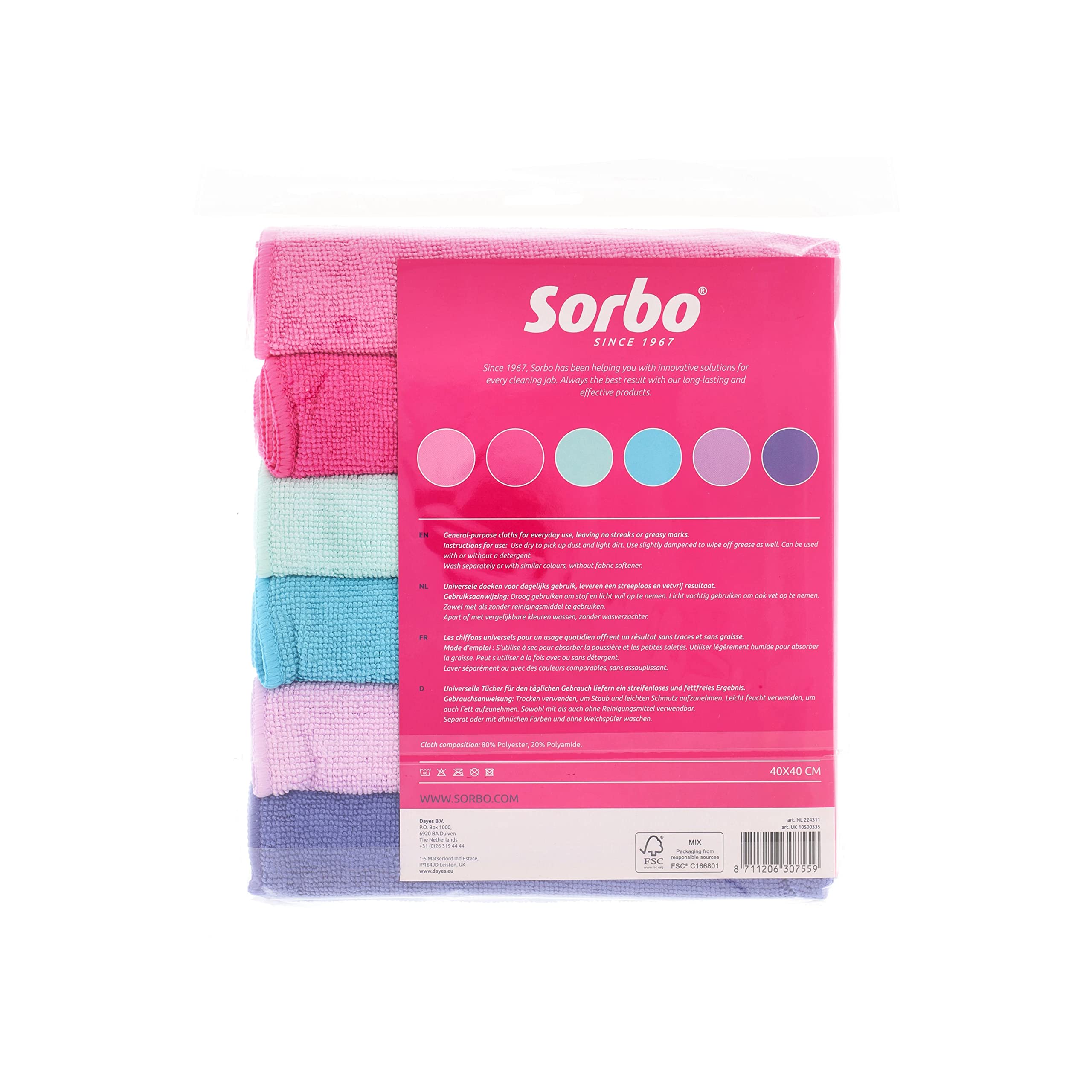 Sorbo Pack of 6 Extra Large Microfibre Cleaning Cloths - Streak-Free, Super Absorbent | 40x40cm 7