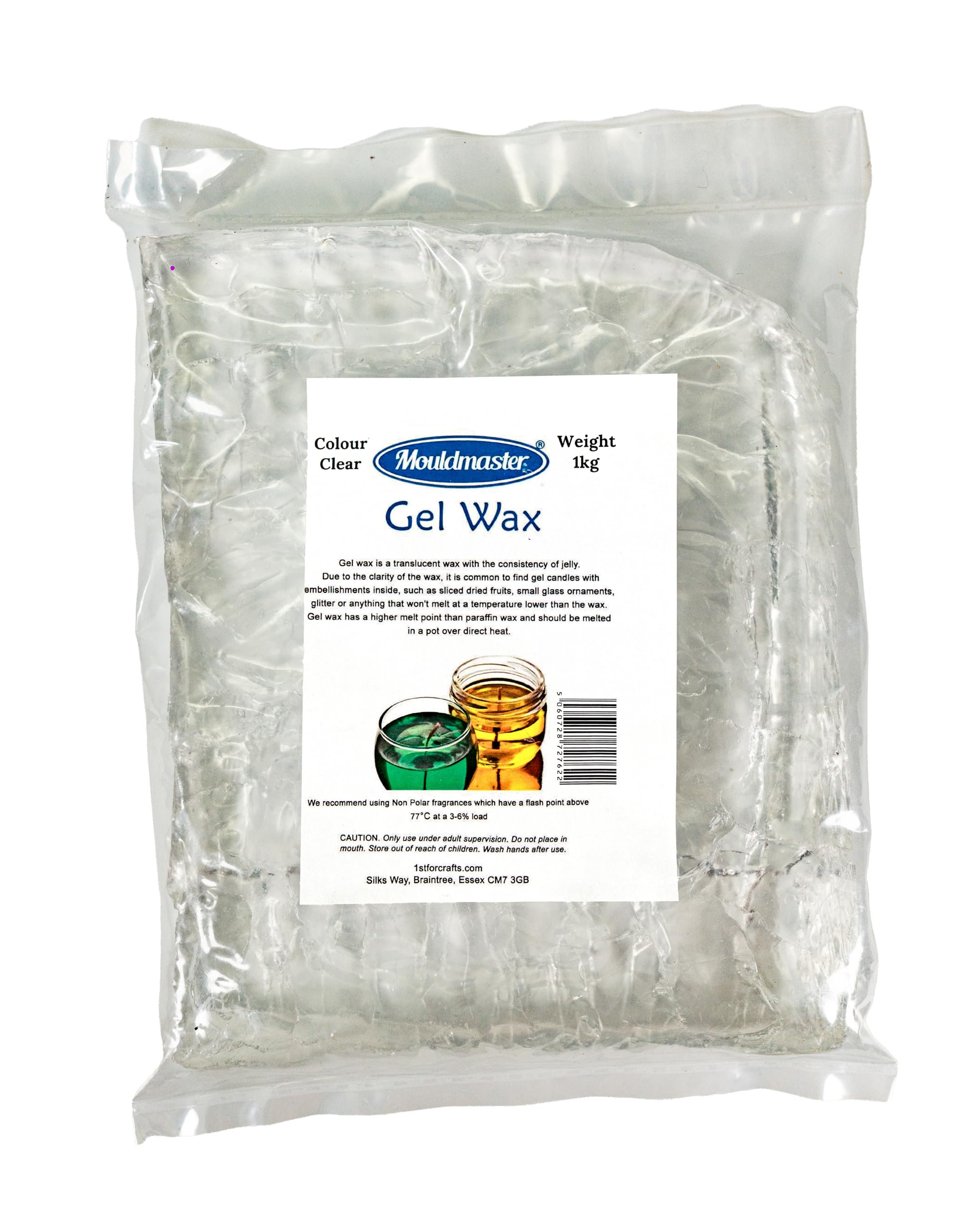 Mouldmaster Clear Gel Candle Making Wax - 1kg | High Scent Throw | Long Burn Time 1