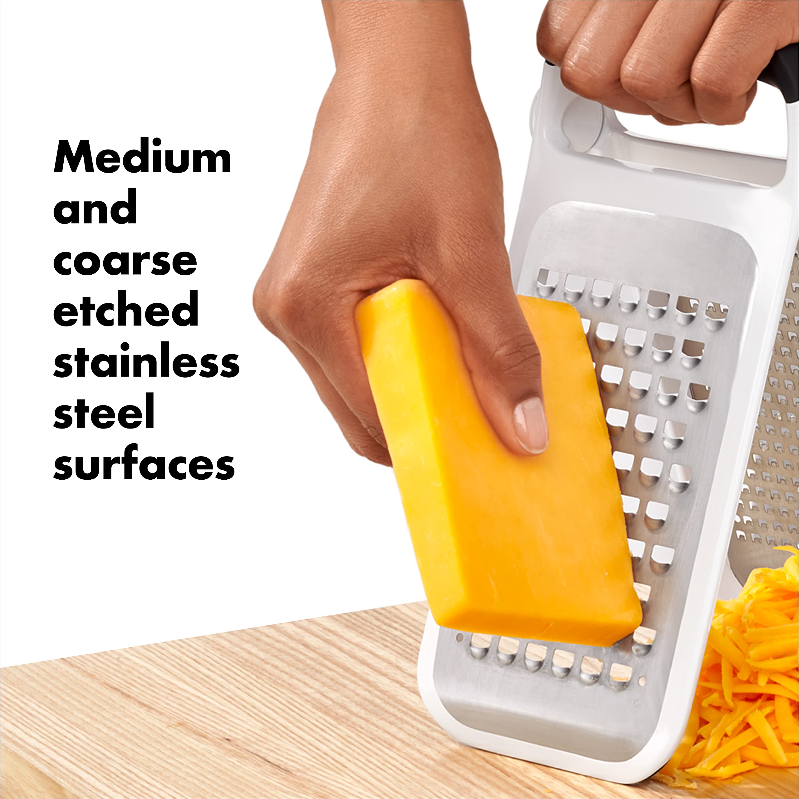 OXO Good Grips Etched Two-Fold Grater - Dual-Blade Coarse & Medium Grating | Foldable Storage 4