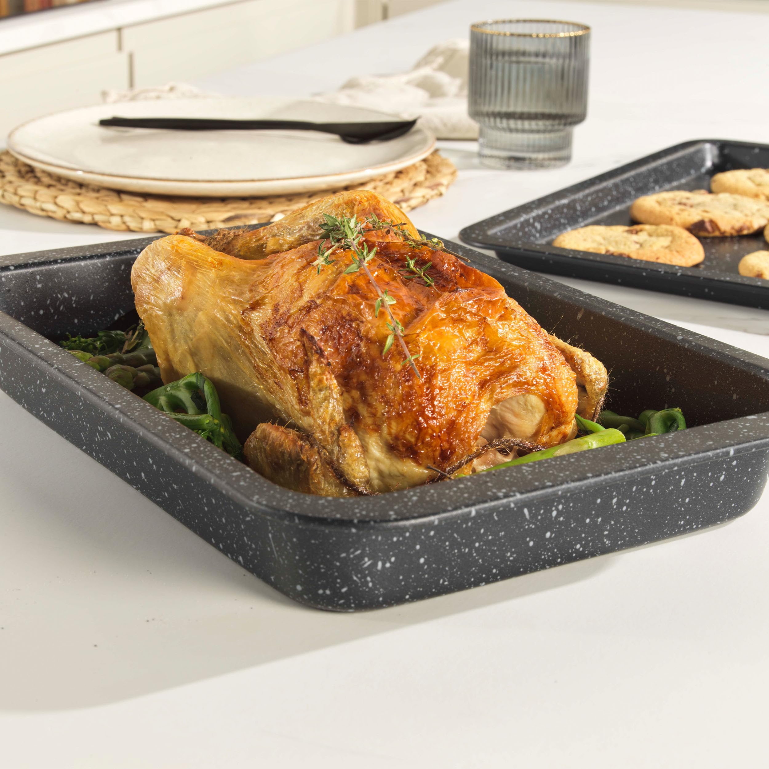 Salter Megastone BW07032EU7 36 cm Rectangular Roasting Tray | Carbon Steel | Oven Safe to 220°C 4