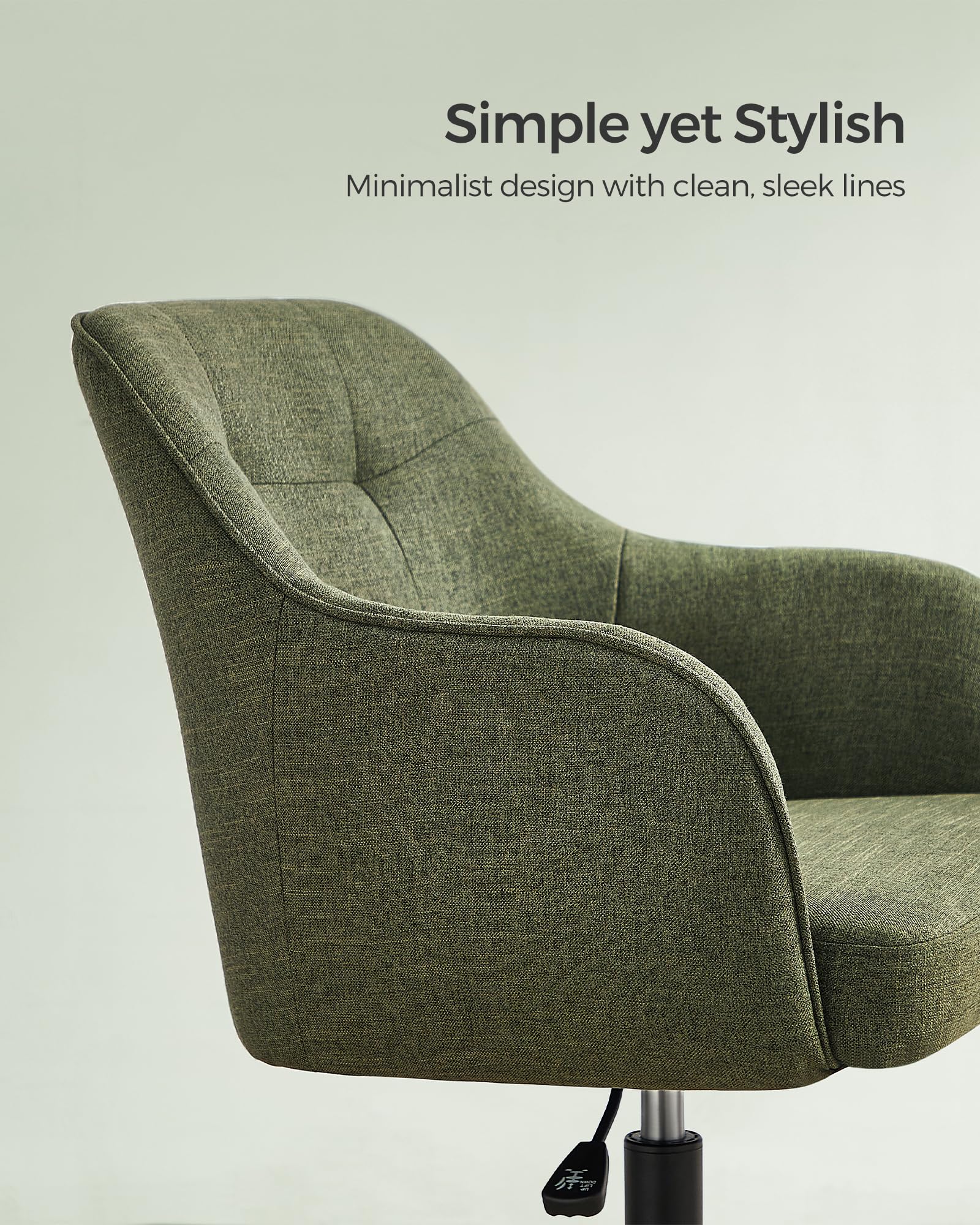 SONGMICS Office Chair - Adjustable Height Swivel Design | 110 kg Load Capacity | Green Cotton-Linen 5