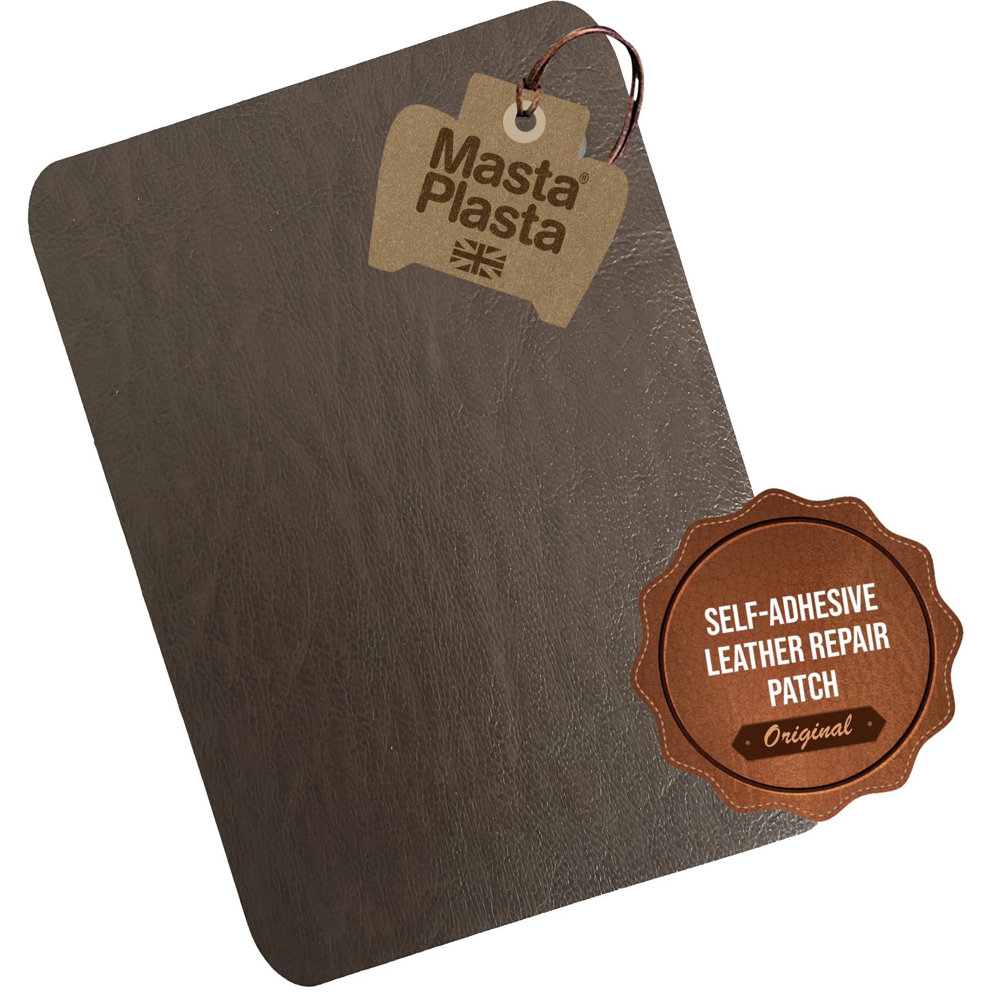MastaPlasta Self-Adhesive Leather Repair Patch - Mid-Brown | 28cm x 20cm XL Sheet | UK Made 1