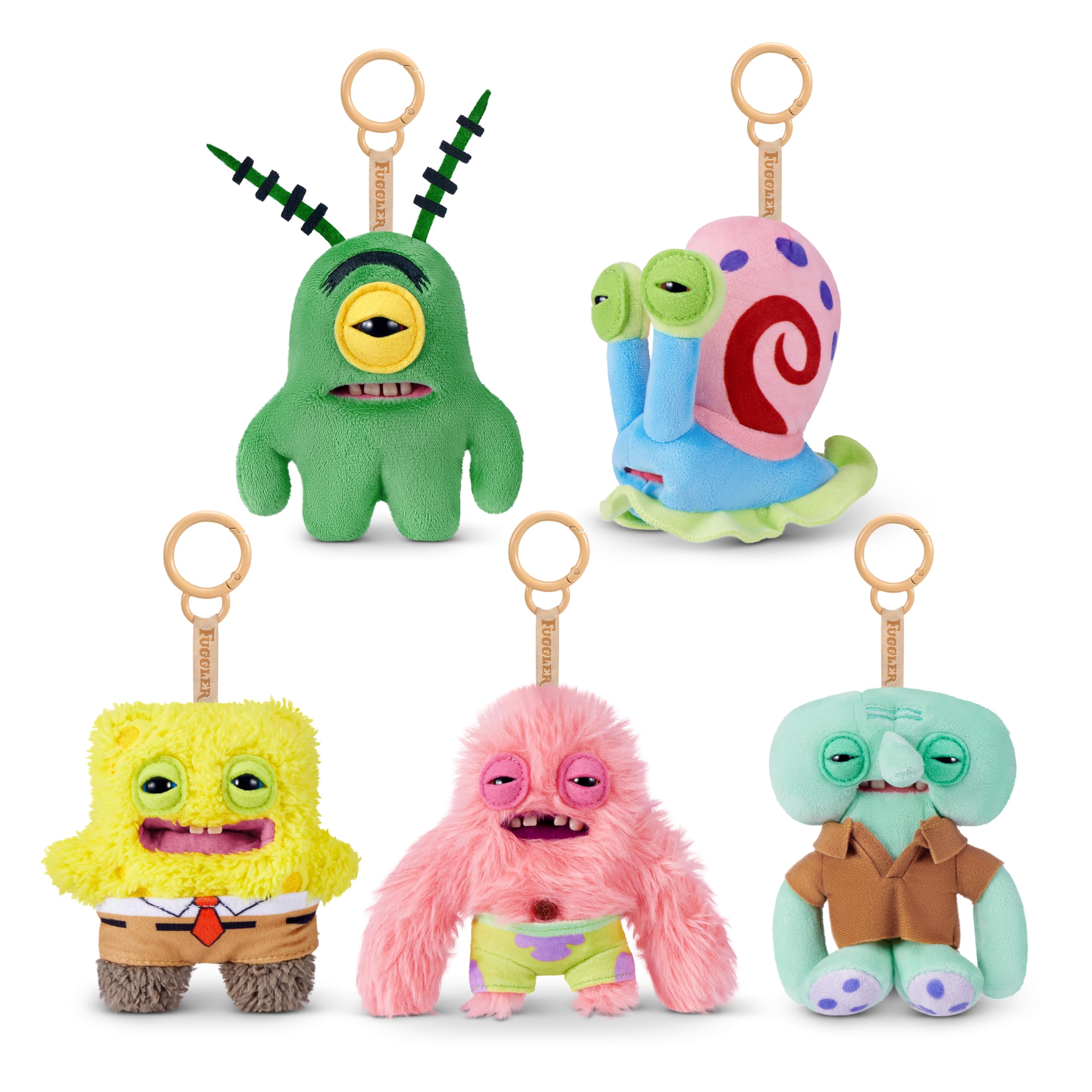 Fuggler SpongeBob Plush Keyring Pack - 5 Inch, 5 Pack by ZURU | Polyester 1