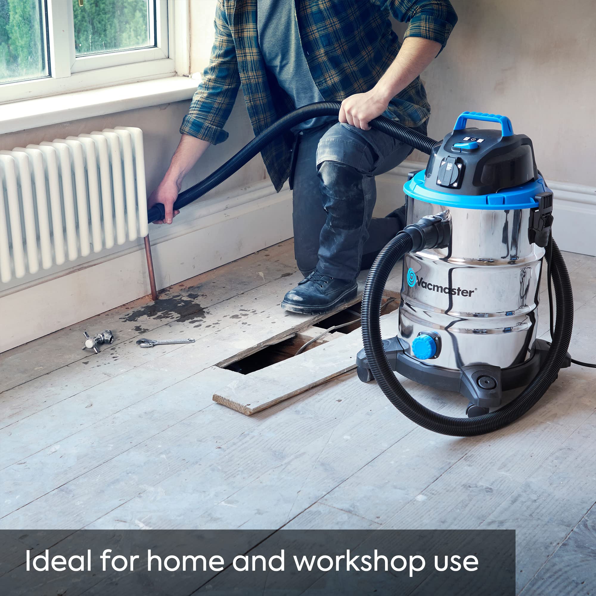 Vacmaster Power 30 Wet-Dry Vacuum Cleaner with Power Take Off Socket | 30L Stainless Steel Tank | 1500W Motor 5