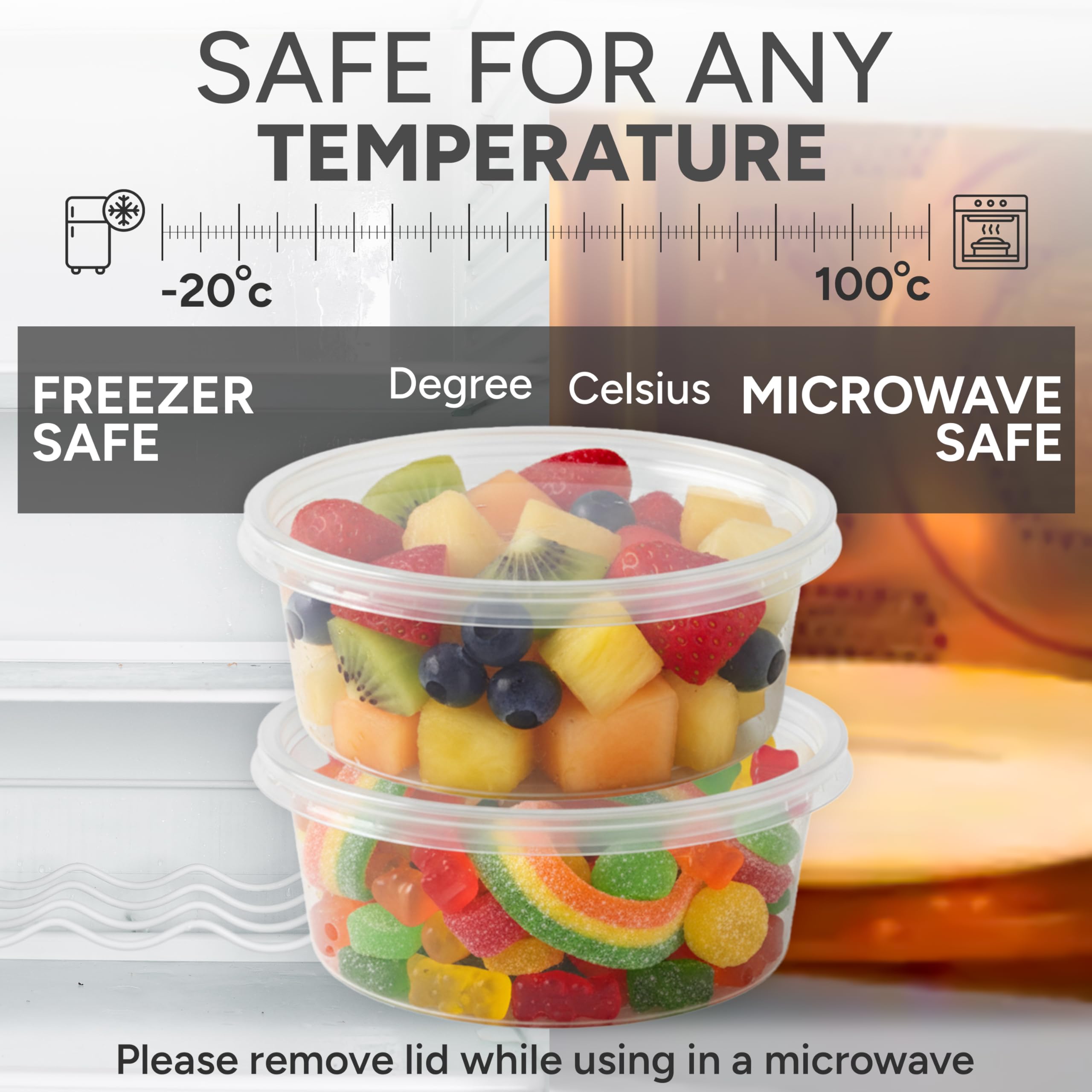 AVLASH 25 Pack Round Plastic Food Containers with Lids | 250ml/8oz | Reusable, Leakproof, BPA Free 3