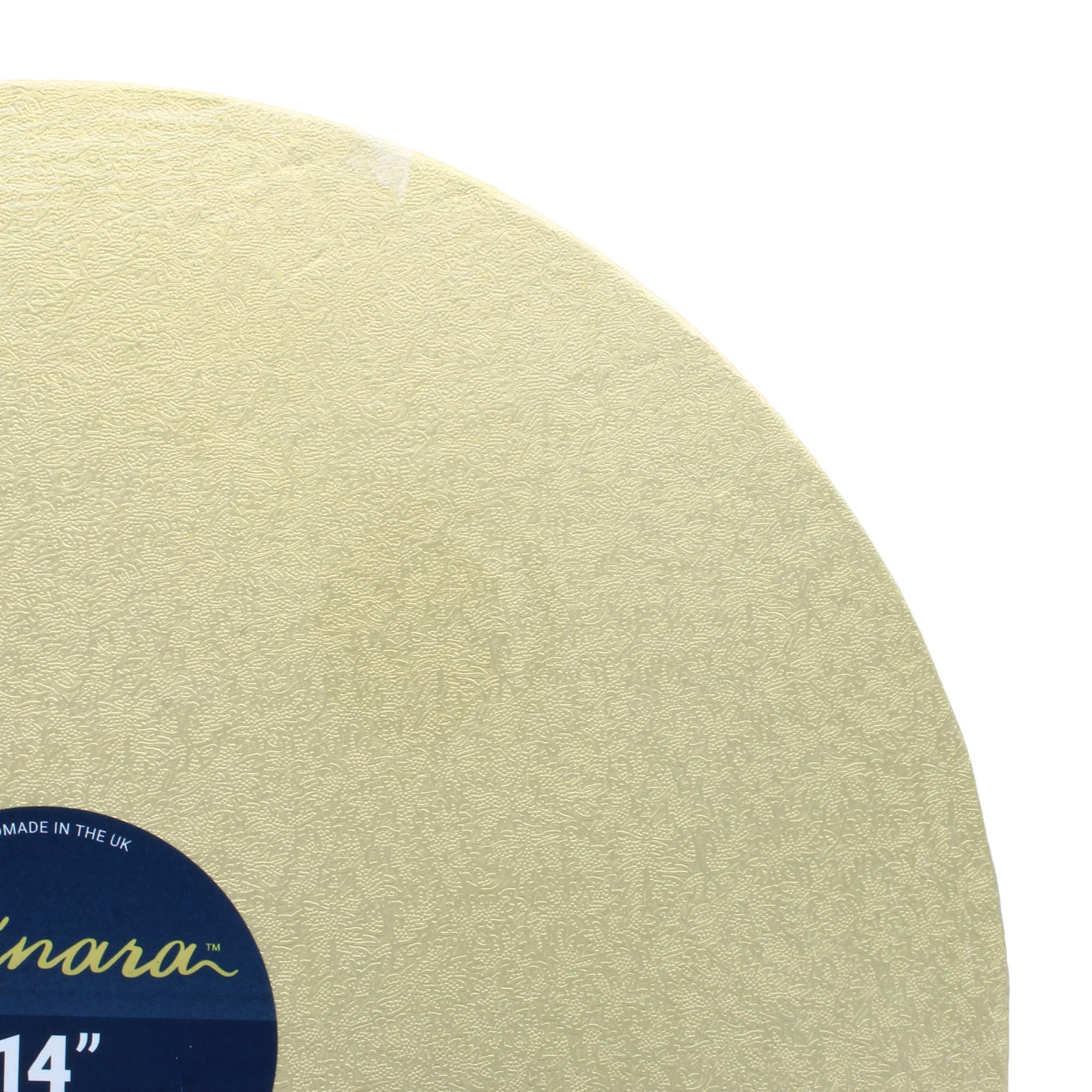 Satinara Cake Board - 14 Inch Round Cake Drum | 12mm Thick, Pale Gold Foil | Handmade in UK 7