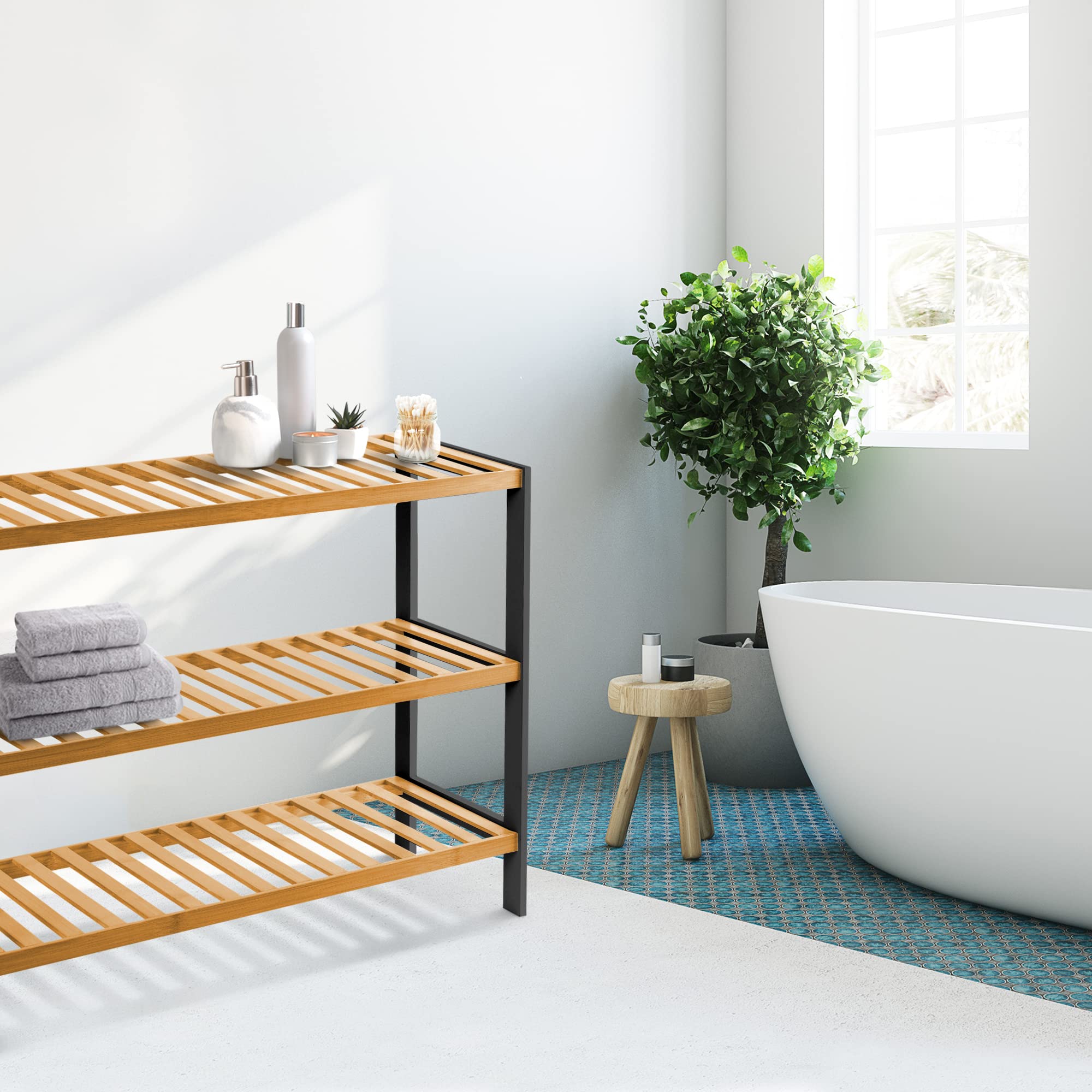 KEPLIN 3-Tier Bamboo Shoe Rack - Space-Saving Storage | Moisture-Resistant | Easy Assembly 6