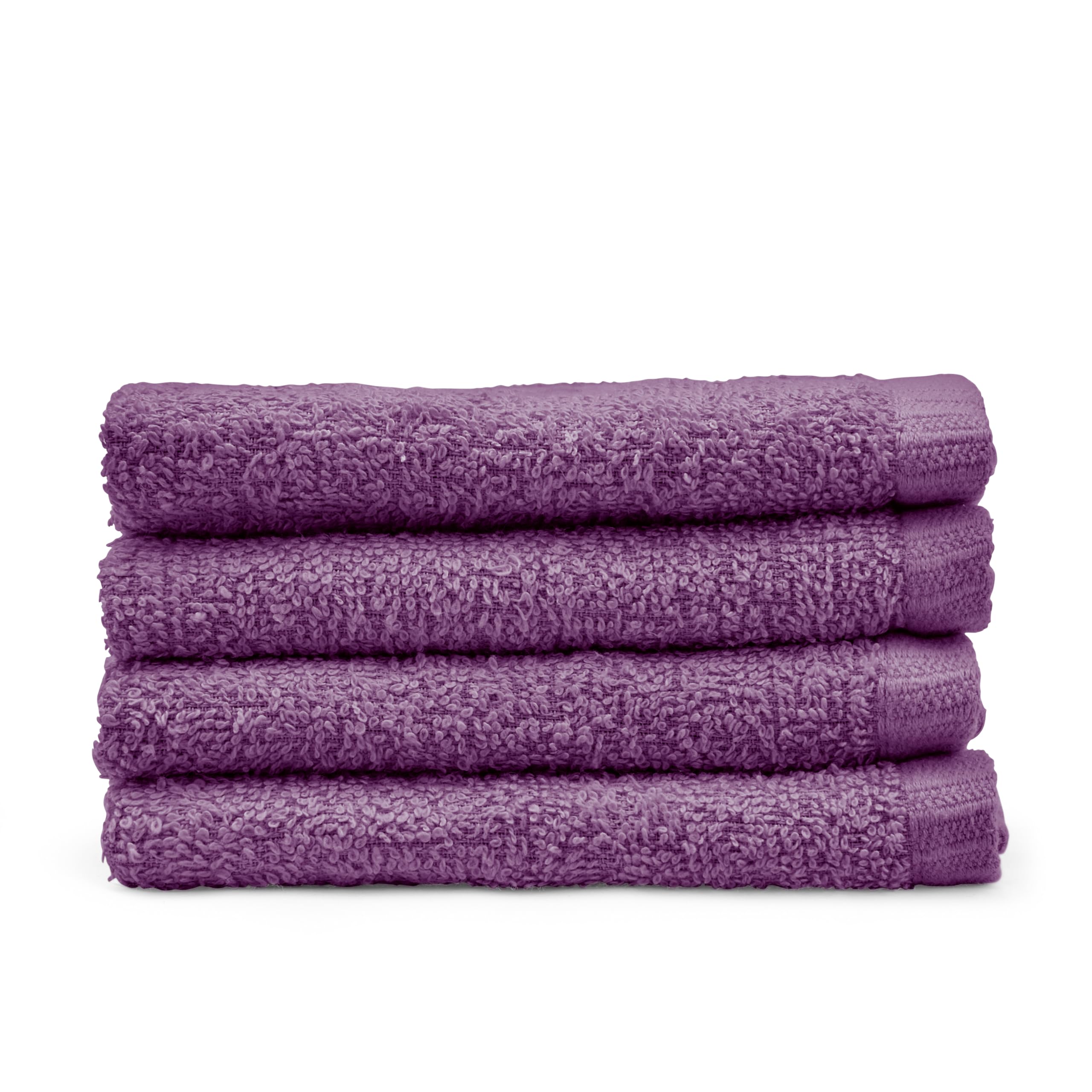 Catherine Lansfield Quick Dry Cotton Face Cloths - 30x30 cm Set of 4 | 400gsm | Plum 3