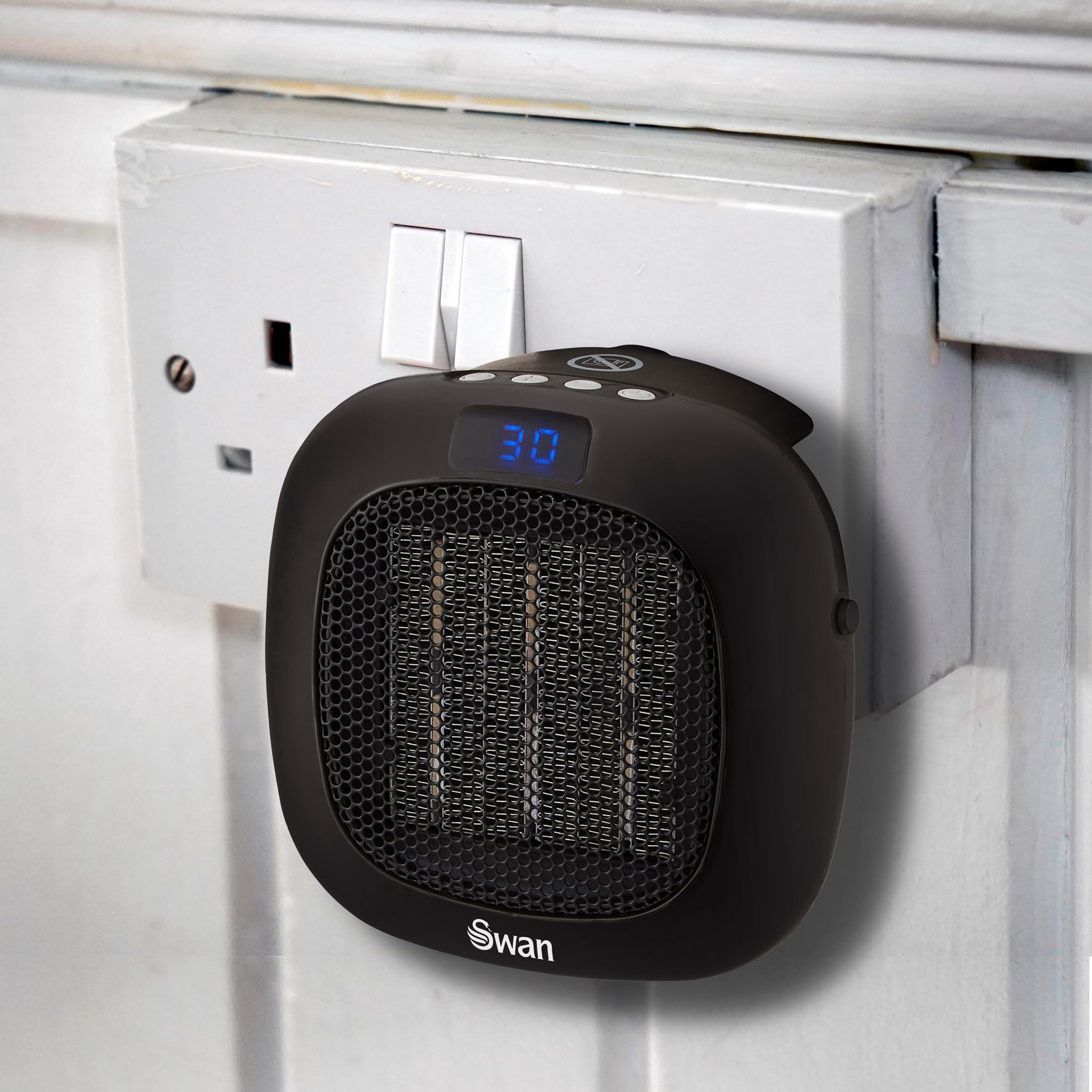 Swan SH27010N Plug-In Fan Heater - 700W, 12 Hr Timer, LED Display, Black 7