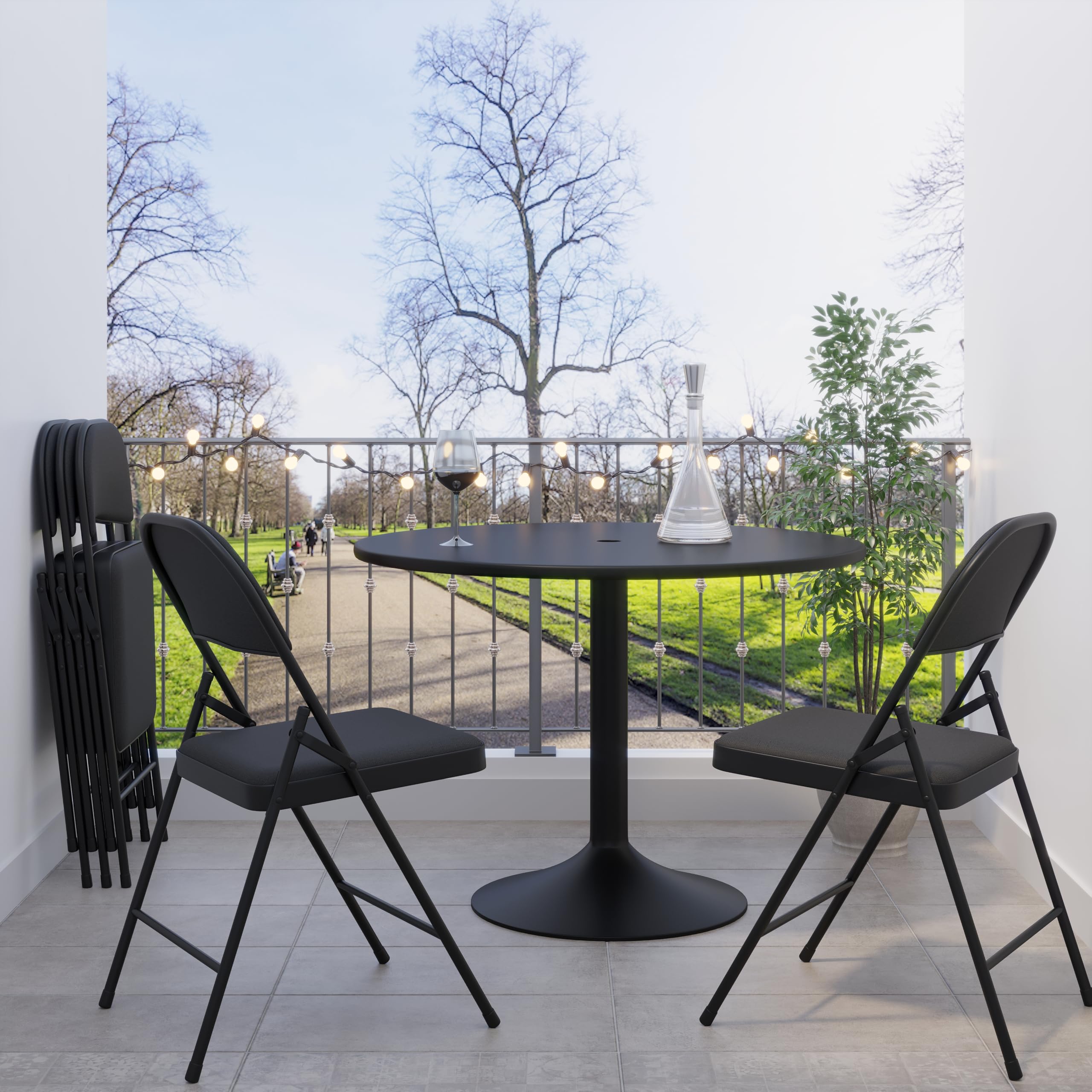 Build Rapido Padded Folding Chair - Heavy Duty Steel Frame | Black | Oversized 5