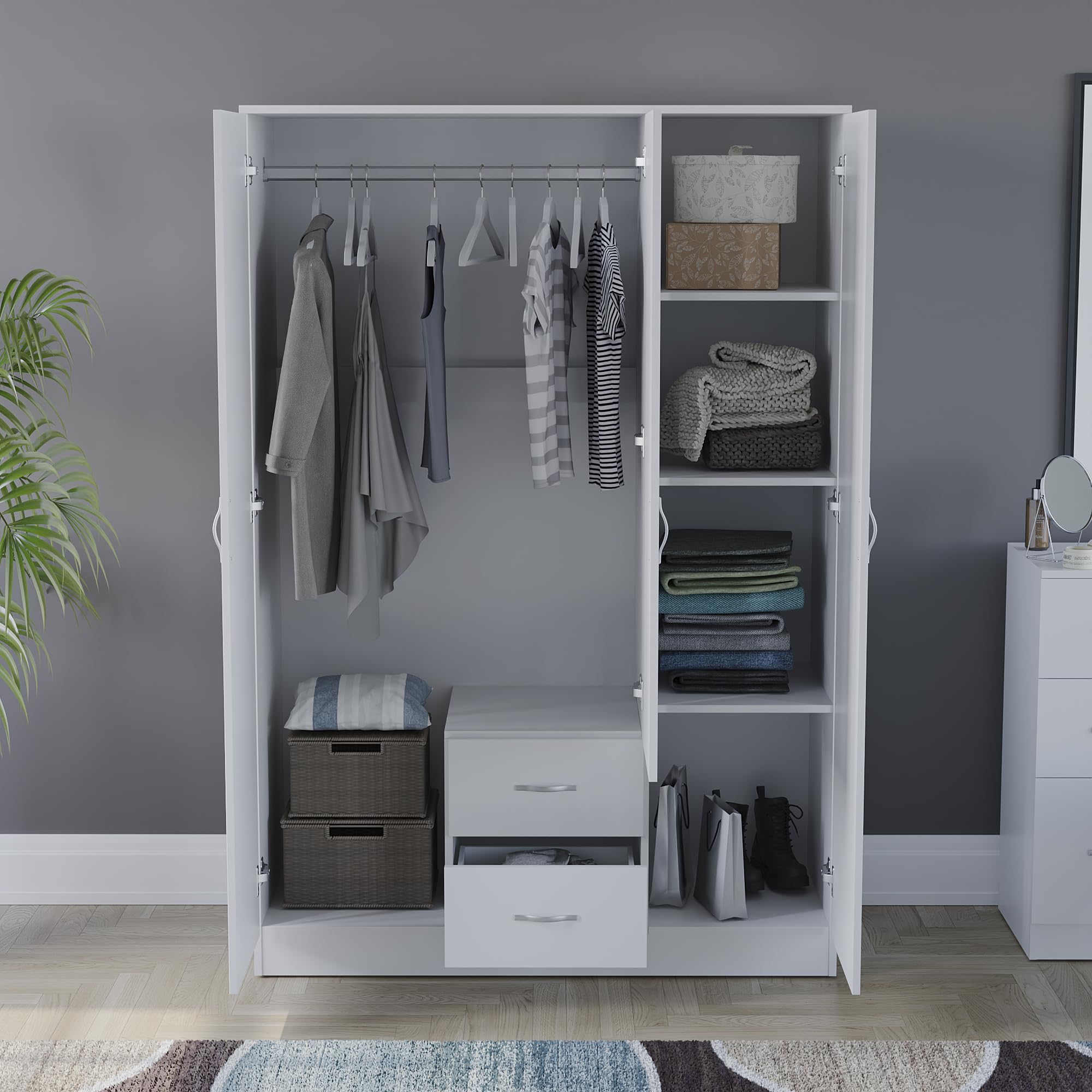 Vida Designs Riano Wardrobe - 3 Door Mirrored | Engineered Wood | 170x115.4x47 cm 4