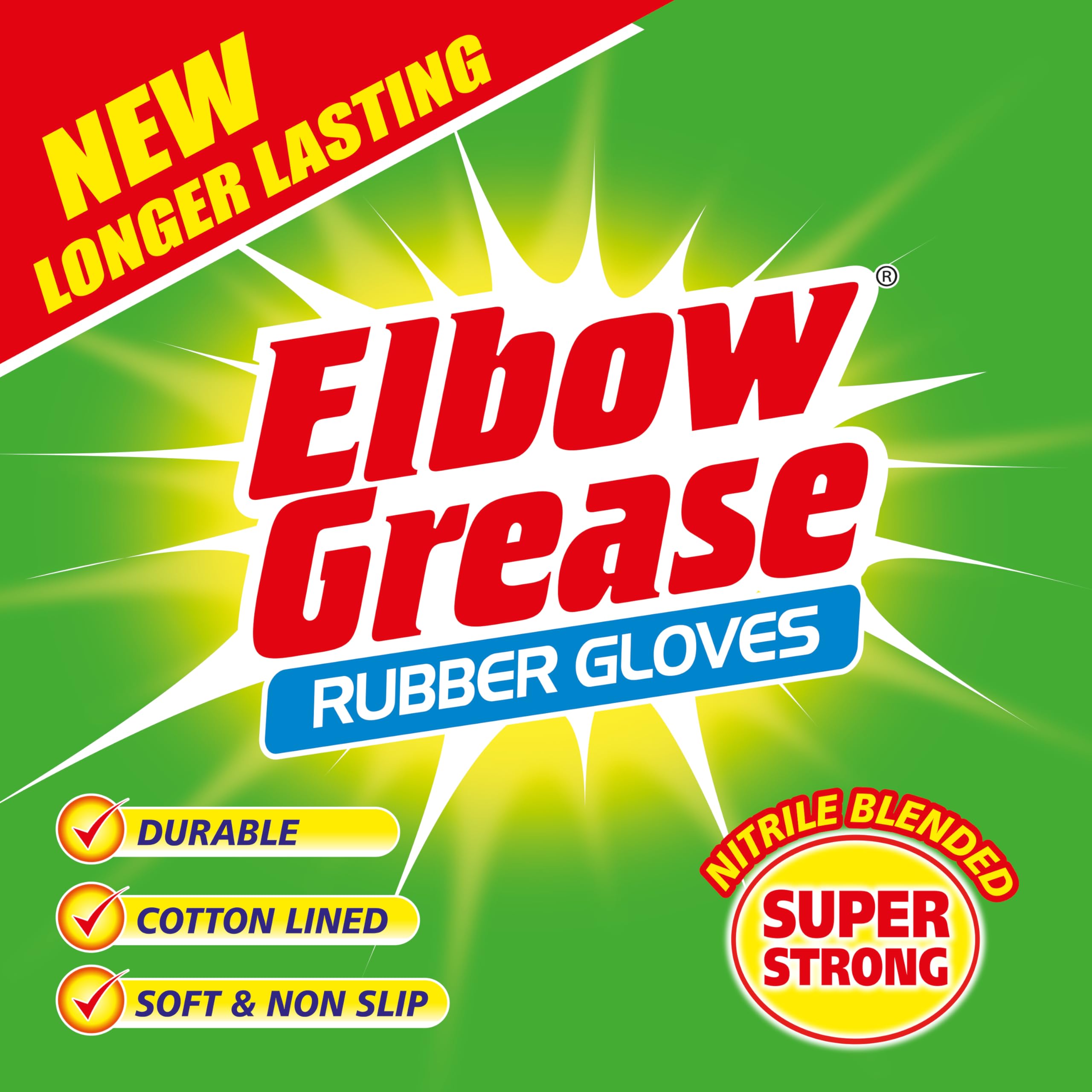Elbow Grease Rubber Gloves - Cotton Lined, Non-Slip Grip | Size Medium (Yellow) 3