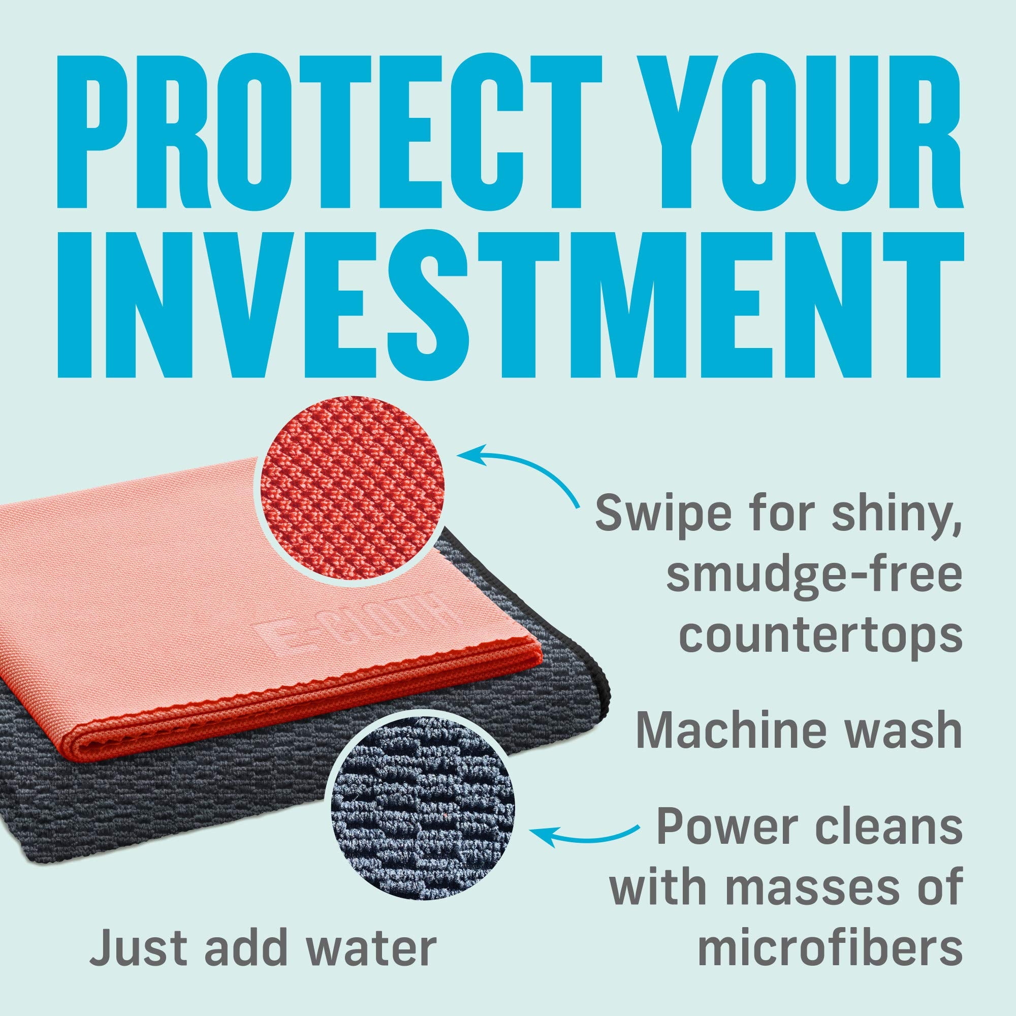 E-Cloth Granite & Stone Cleaning Pack - 1 Microfibre Cleaning Cloth & 1 Polishing Cloth | 2 Cloth Set 6