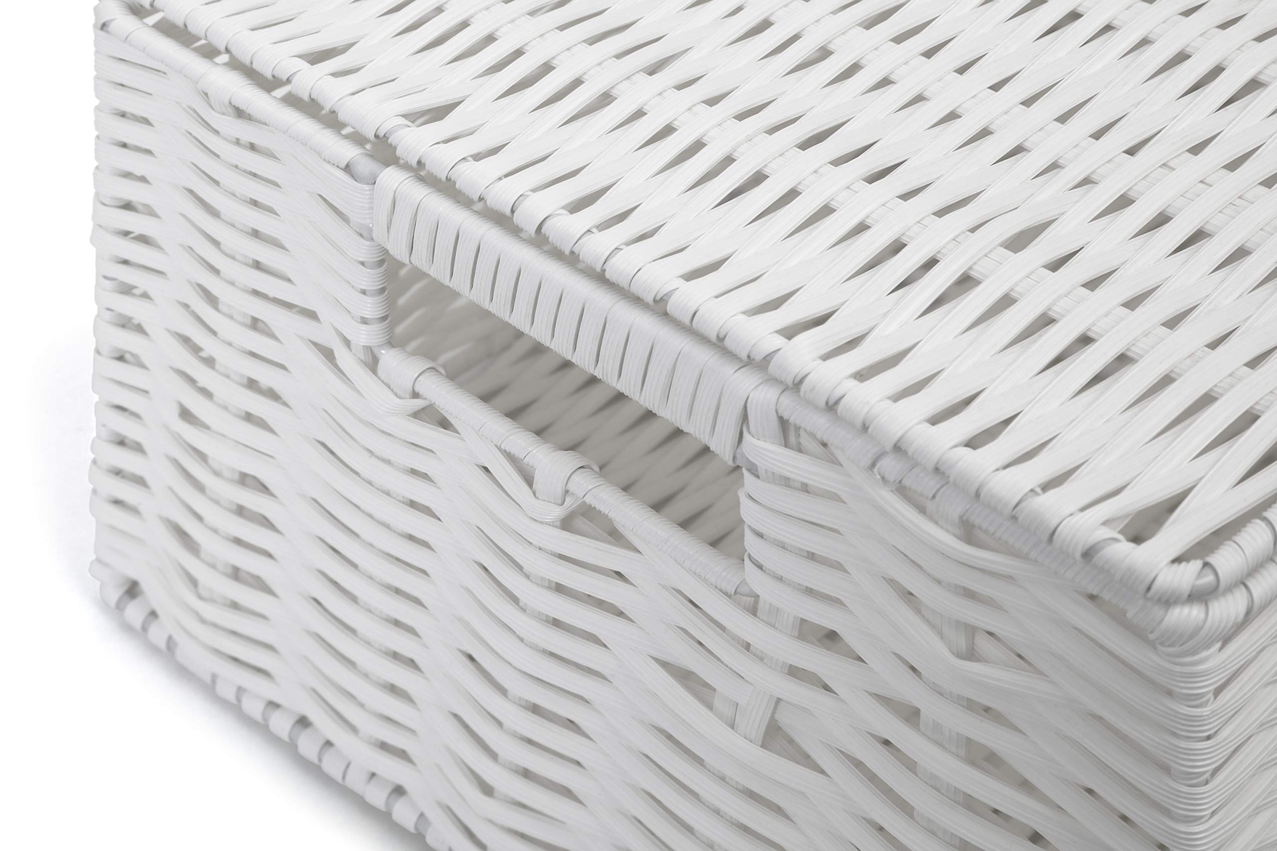 ARPAN Medium Resin Woven Storage Basket with Lid & Lock | White | 33cm W x 24cm D 6