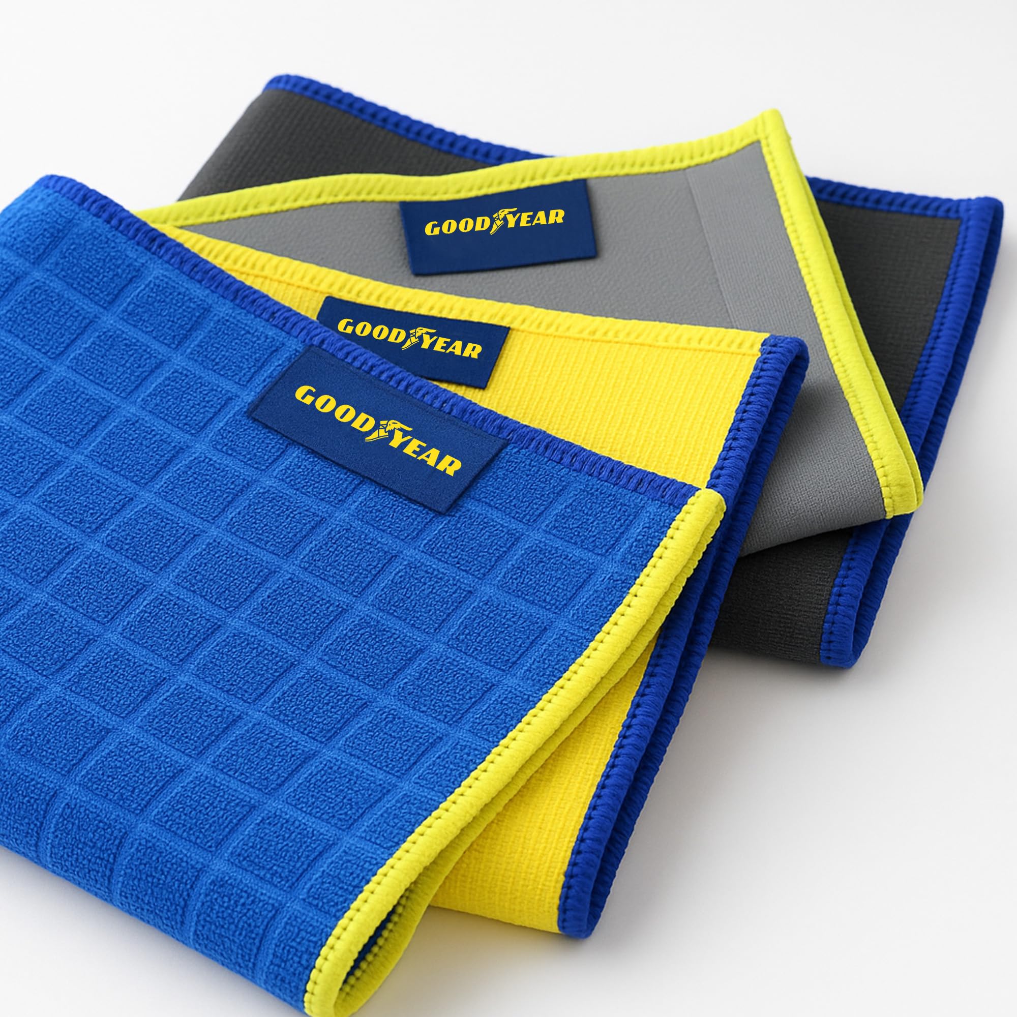 Goodyear 4PC Microfiber Cloth Set - Vehicle Cleaning | 40cm x 30cm | Machine Washable 4