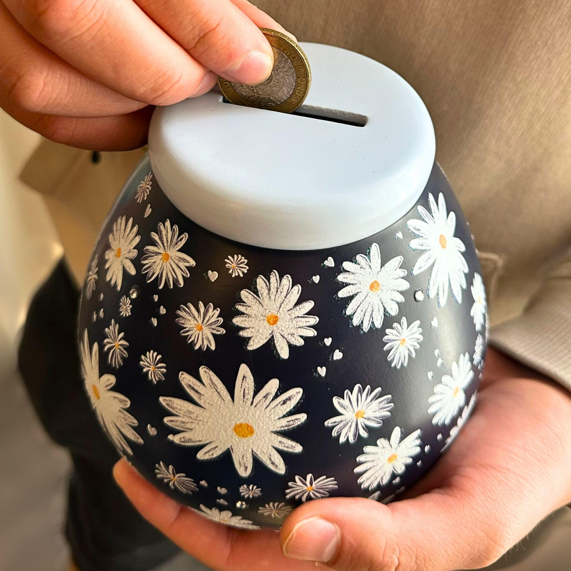 Pot Of Dreams Save And Smash Ceramic Money Box Savings Bank - Dog Design | Holds £1000 in £2 Coins | 14cm 5