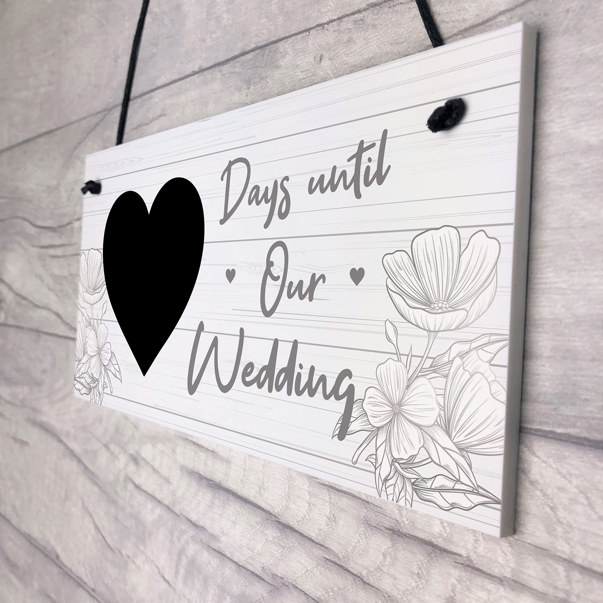 RED OCEAN Wedding Countdown Chalkboard Hanging Decor Sign | 20cm x 10cm PVC | Handmade in England 4