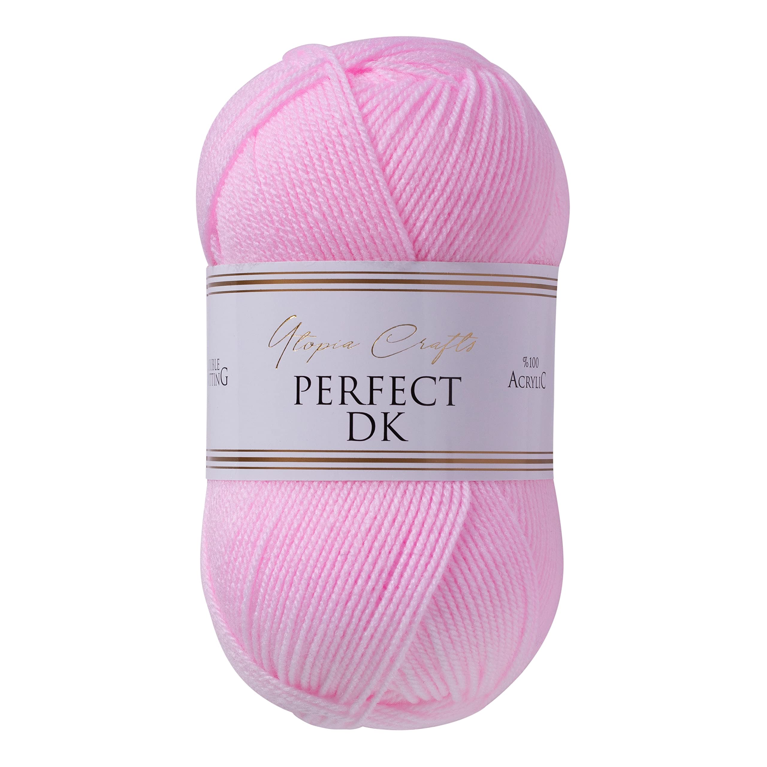 Utopia Crafts DK Double Knitting Yarn - 100% Acrylic, Baby Pink | 100g Ball | 300m 1