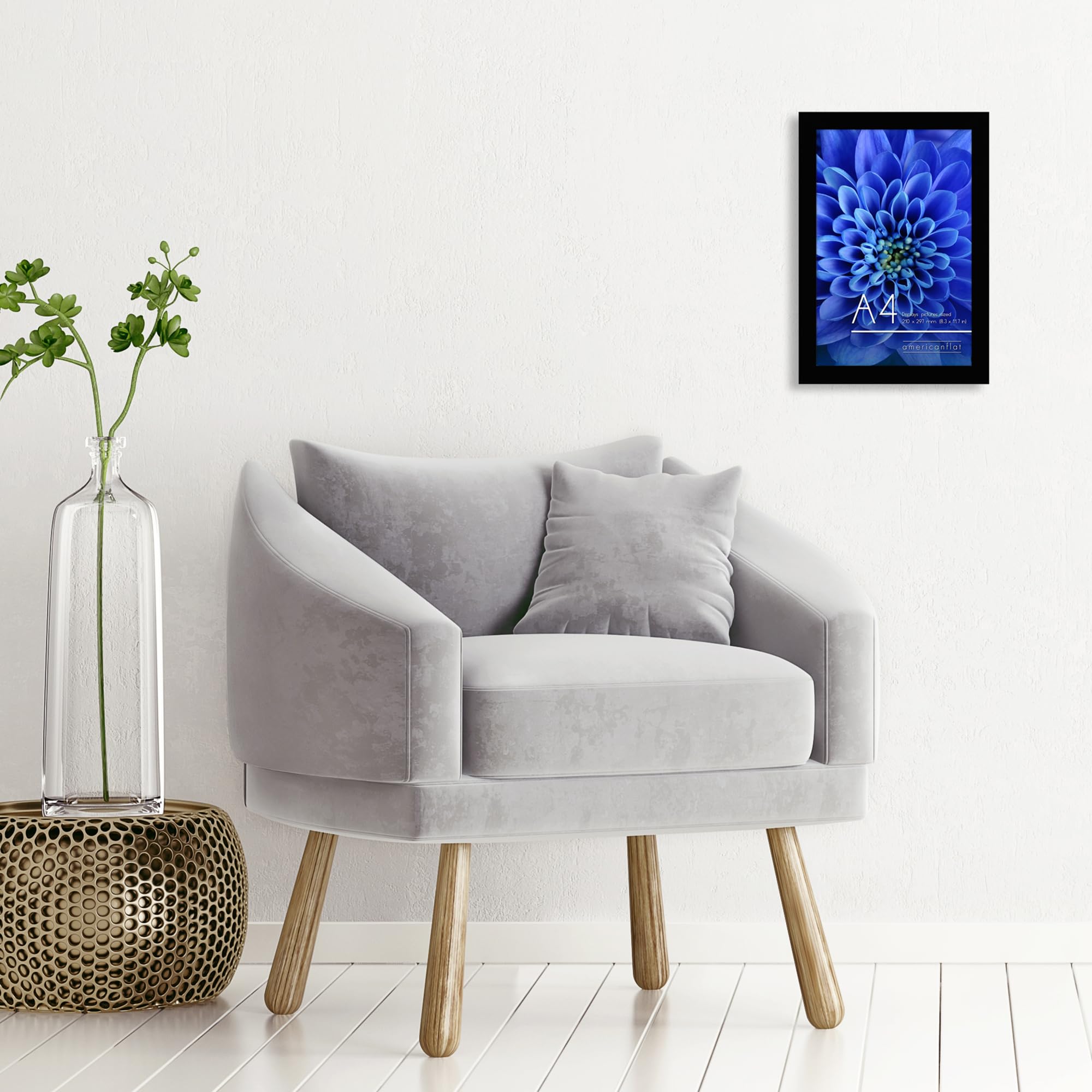 Americanflat A4 Picture Frame in Black - Engineered Wood with Shatter Resistant Glass | 21x29.7 cm 9