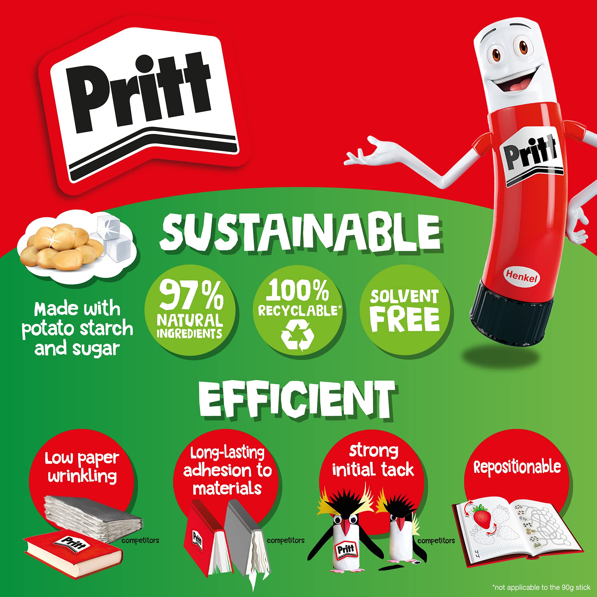Pritt Glue Stick - Solvent-Free, Washable Craft Glue with 97% Natural Ingredients | 1 x 22g 8