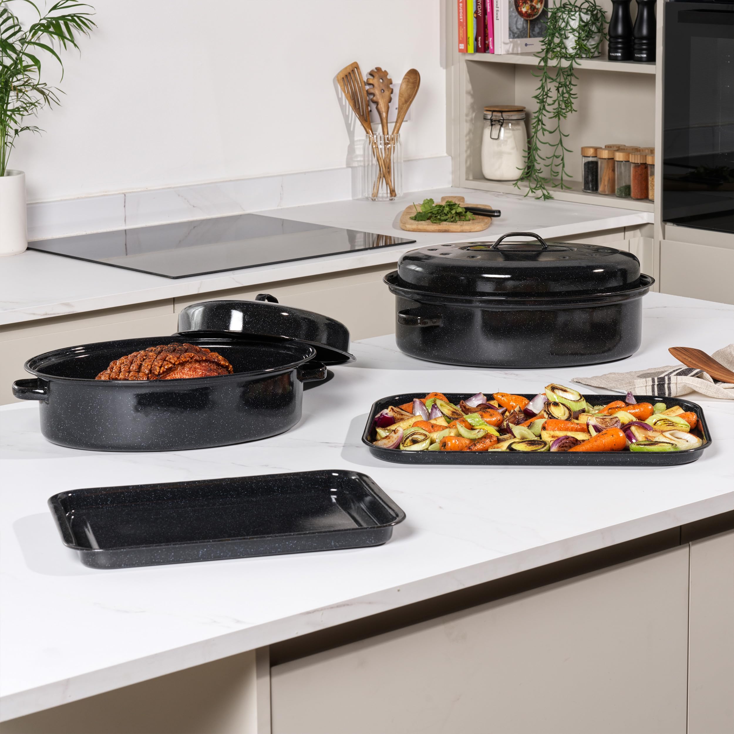 Salter Self-Basting Roaster - 38cm Oval, PFAS-Free Vitreous Enamel, Oven Safe to 230°C 5
