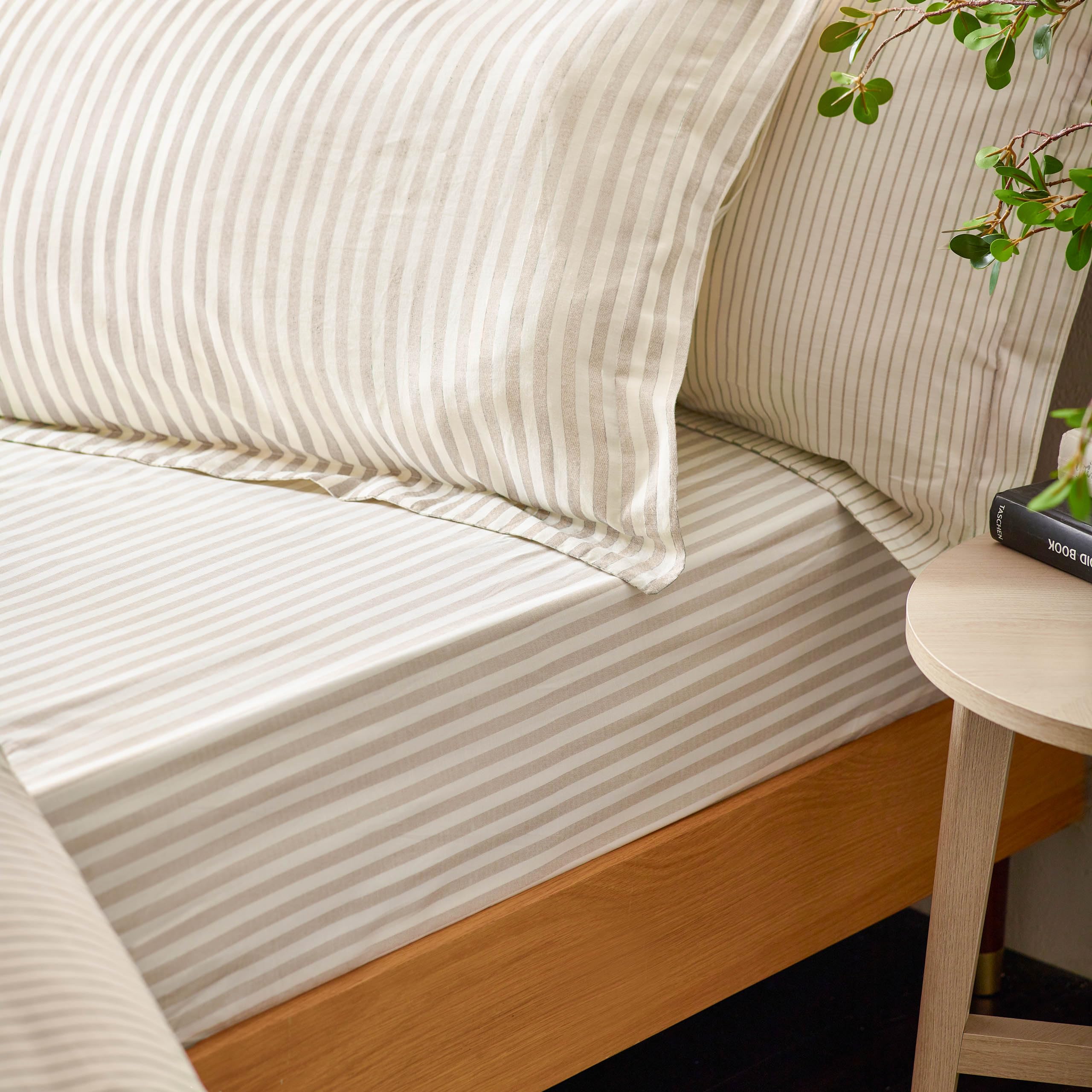 furn. Hebden Mélange Stripe Pillowcase Pair | 100% Cotton | 50 x 75cm | Natural 2