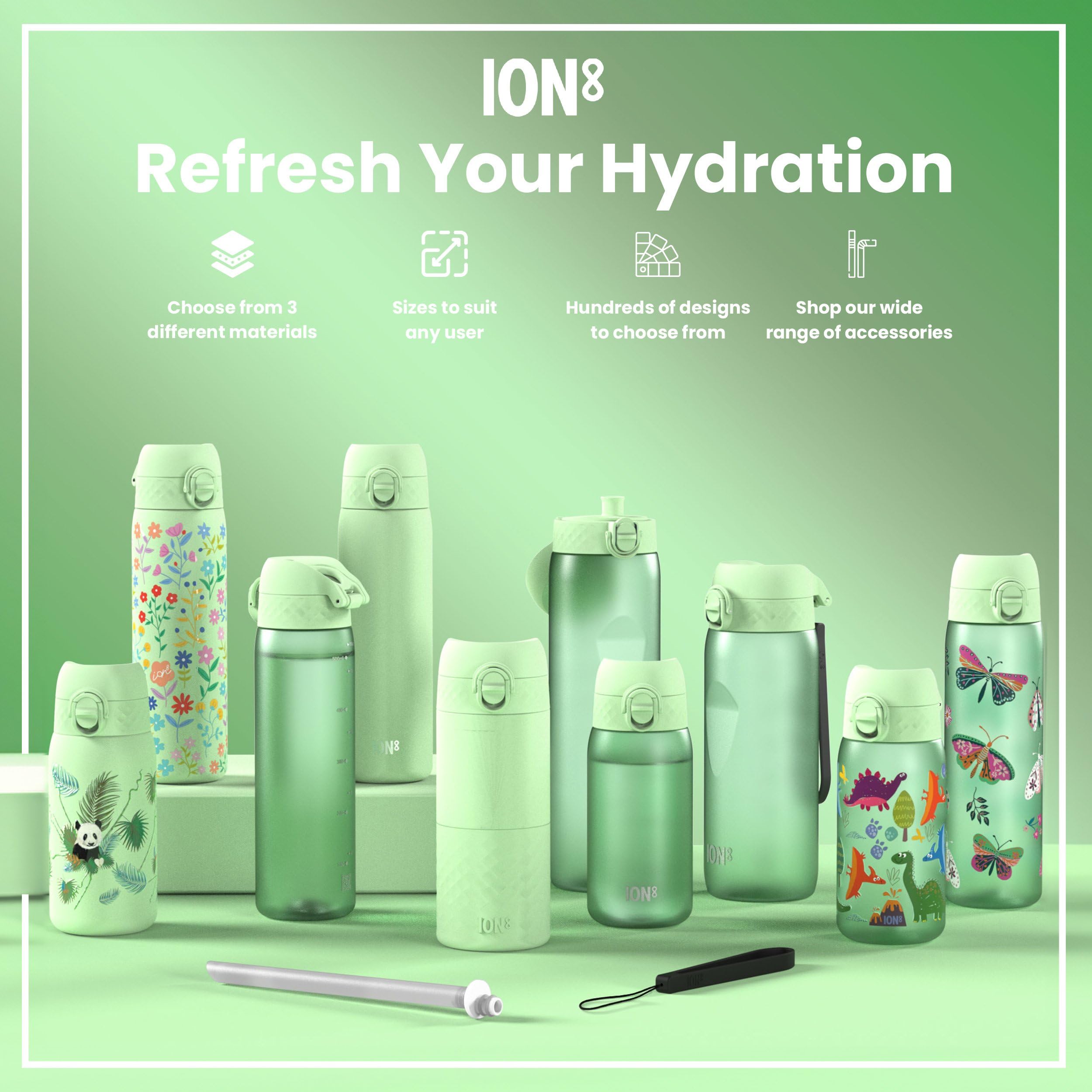 Ion8 Vacuum Insulated Steel Water Bottle - 320 ml/11 oz | Leak Proof | Dinosaurs 7