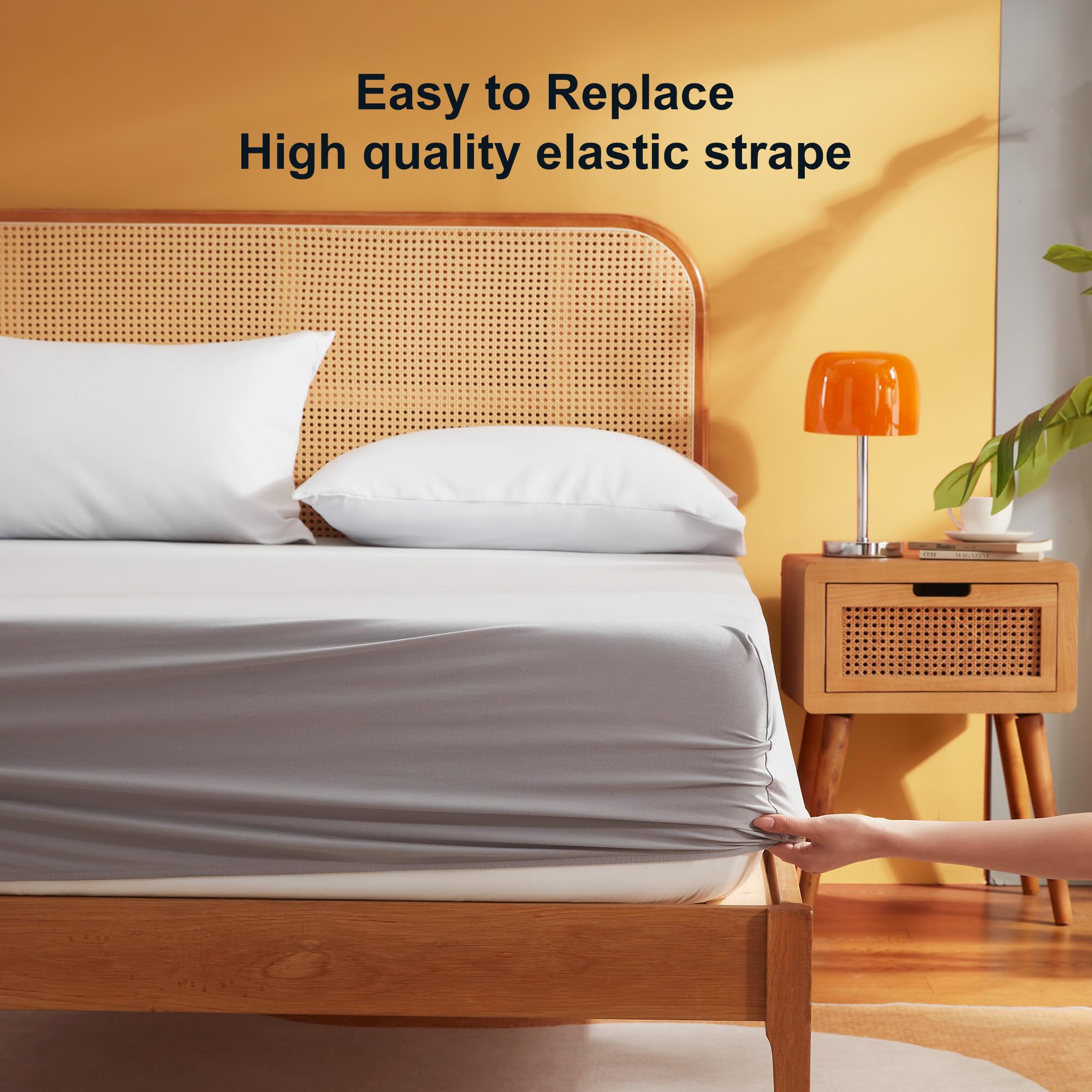 Sonive Double Fitted Sheet - Soft Brushed Polyester, Breathable, 30cm Deep Pocket | Light Grey | 135 x 190 cm 5