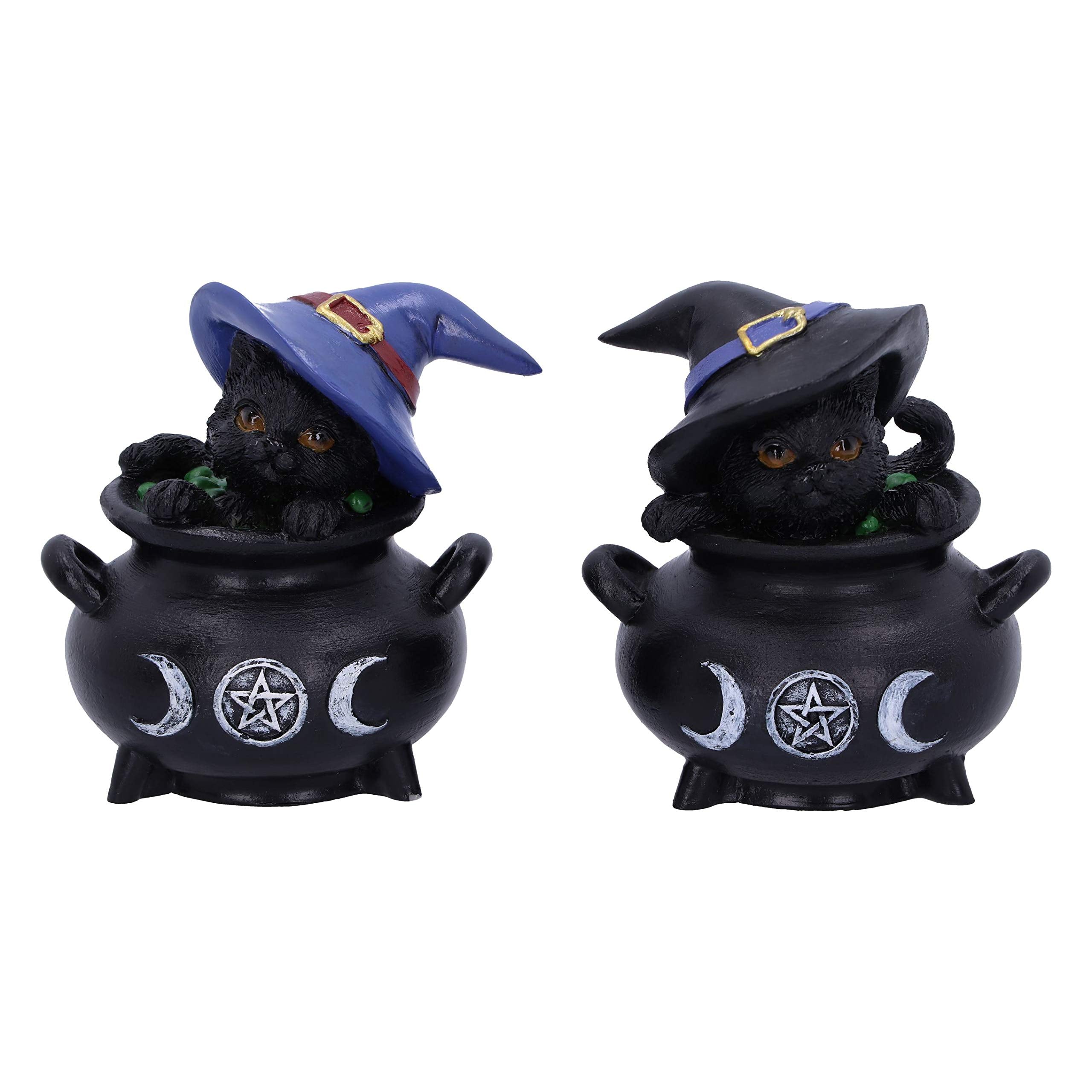 Nemesis Now Hubble and Bubble Witches Familiar Black Cat and Cauldron Figurines, 8cm 1