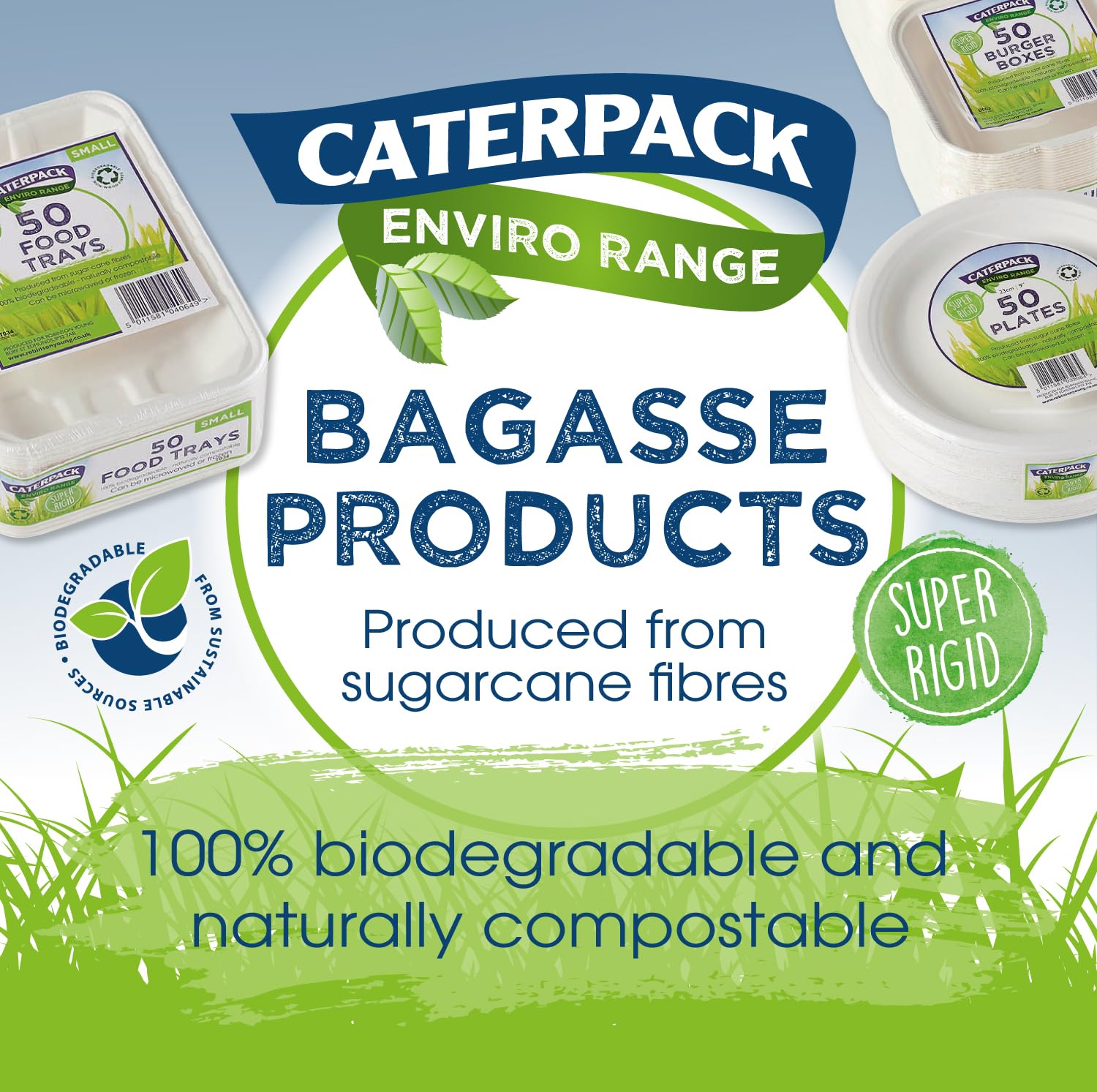 Caterpack Enviro Range Chip Trays - Biodegradable & Greaseproof | 7 x 5 Inch | 50 Pack 5