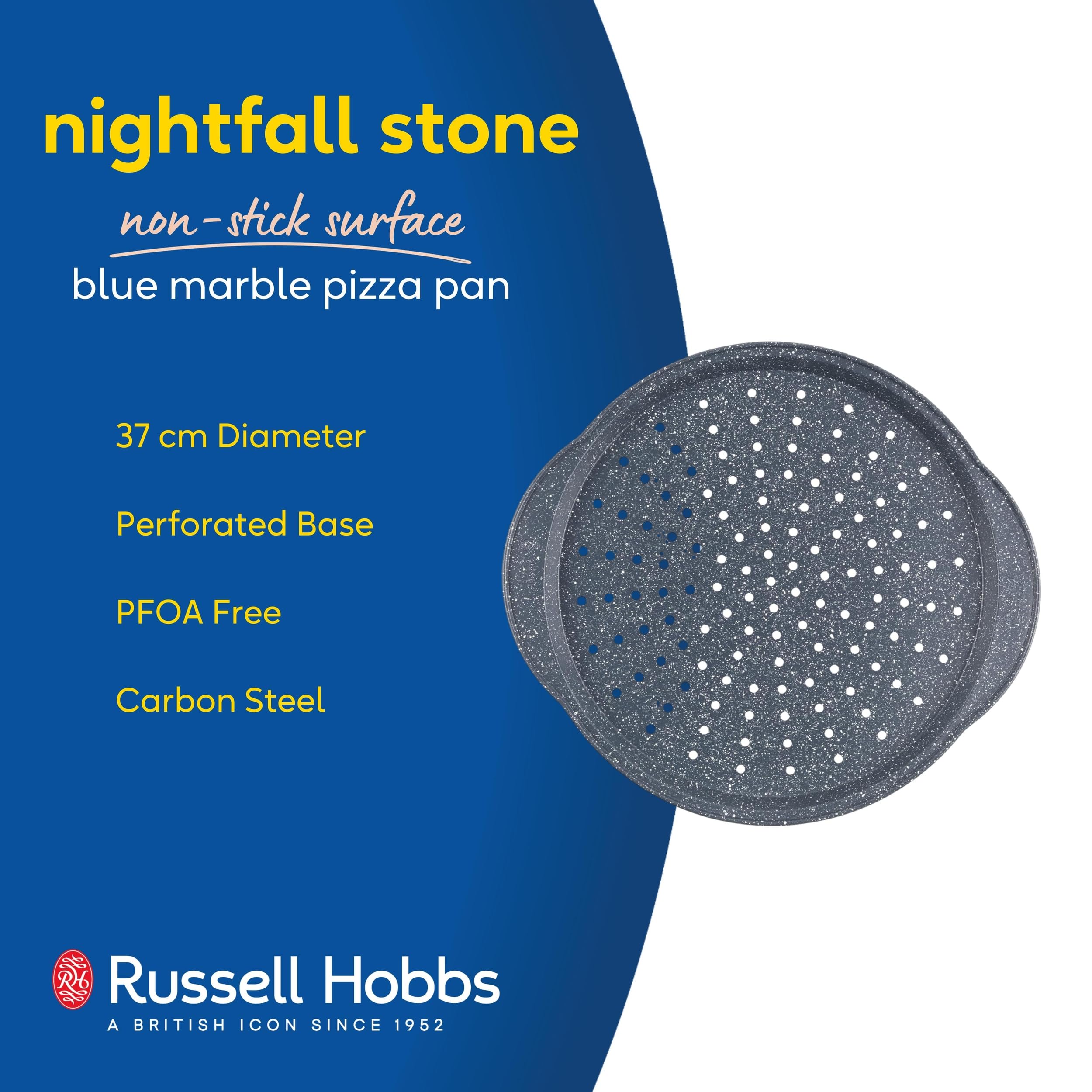 Russell Hobbs Nightfall Stone Pizza Pan - 37 cm Round, Carbon Steel, Non-Stick | RH01003EU 2