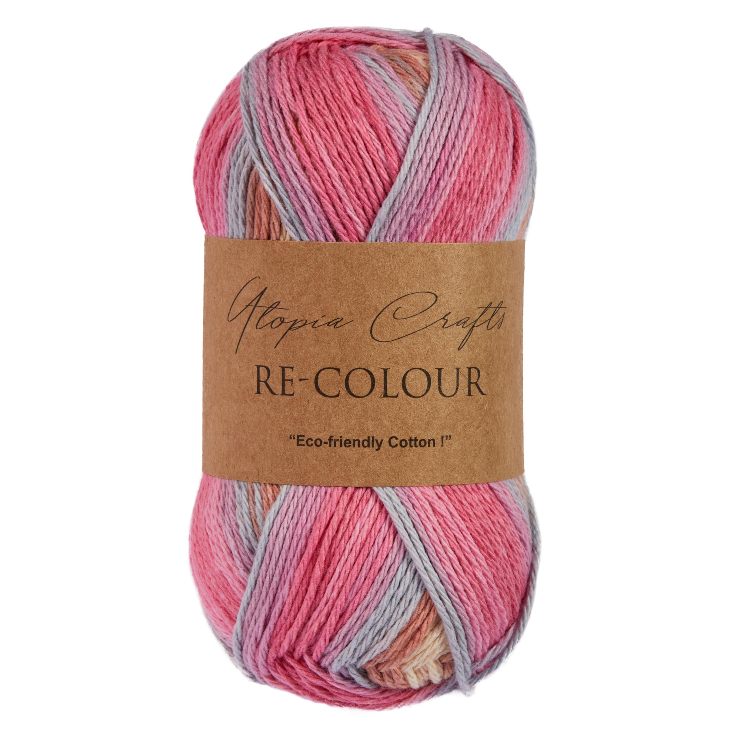 Utopia Crafts Re-Colour Yarn - 100g Sustainable Blend for Knitting & Crochet | Spring Blossom 1
