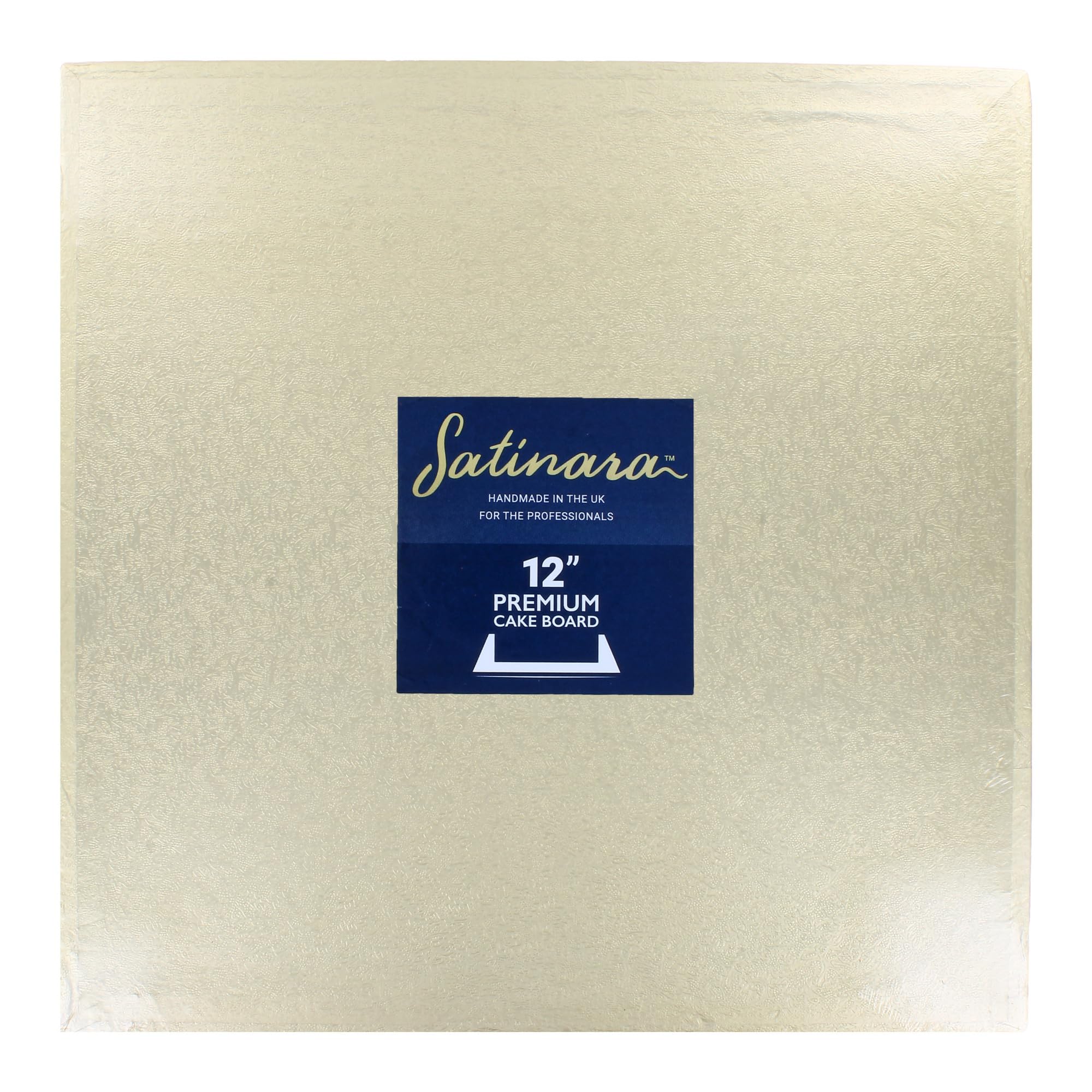 Satinara 12 Inch Square Cake Board - 12mm Thick Pale Gold Foil Drum | Handmade in UK 6
